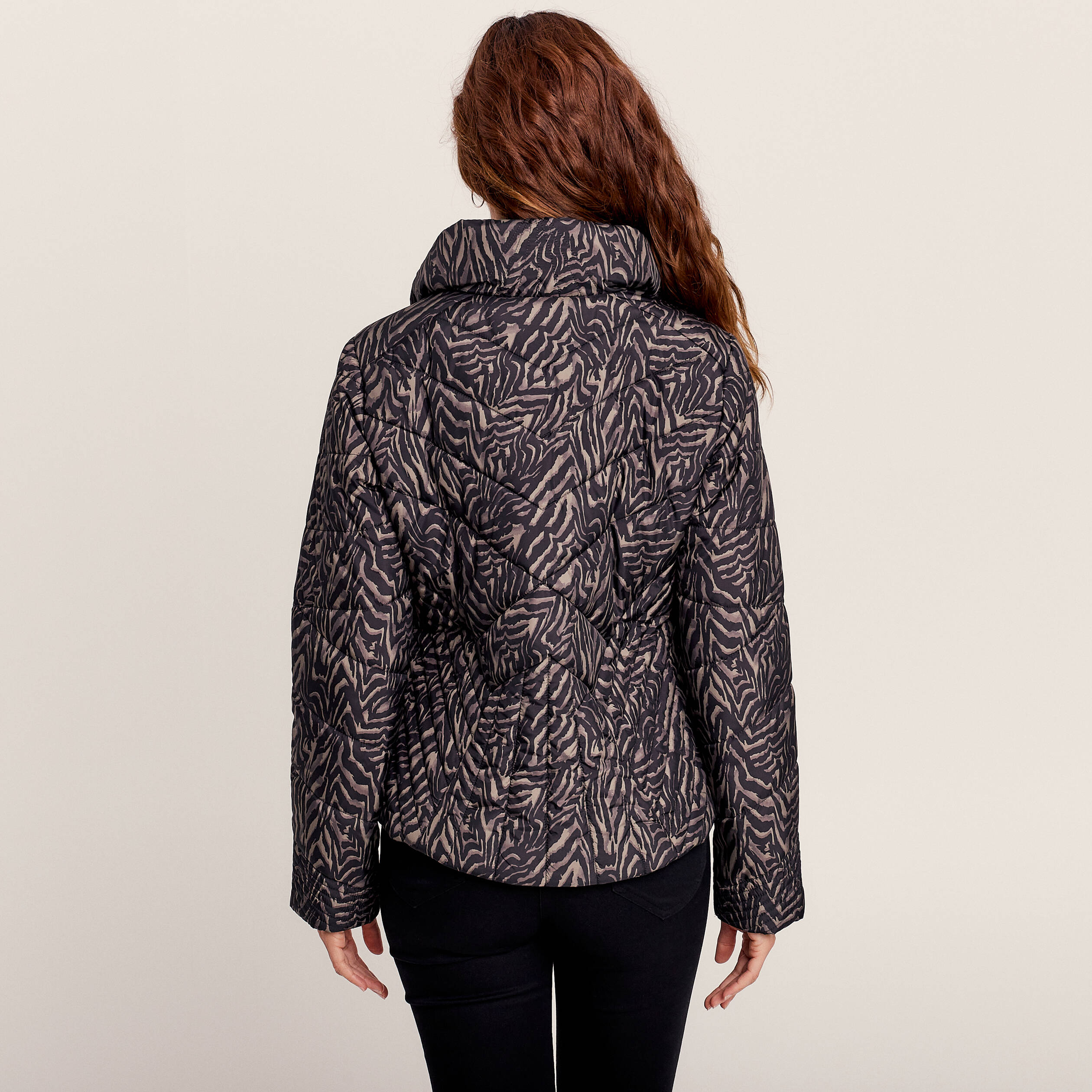 Doudoune d&eacute;perlante droite zipp&eacute;e noir femme