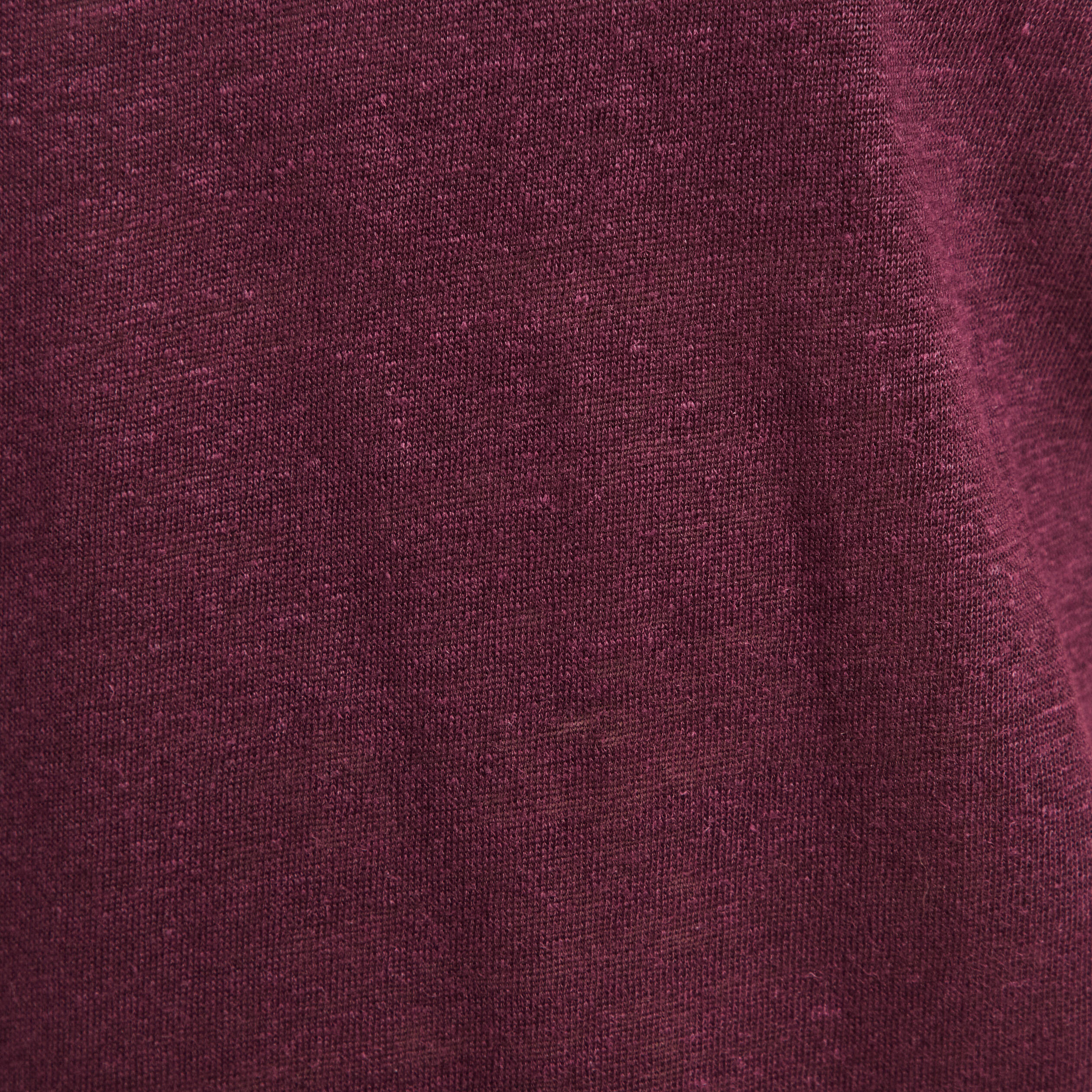 Top col v manches courtes en lin prune femme