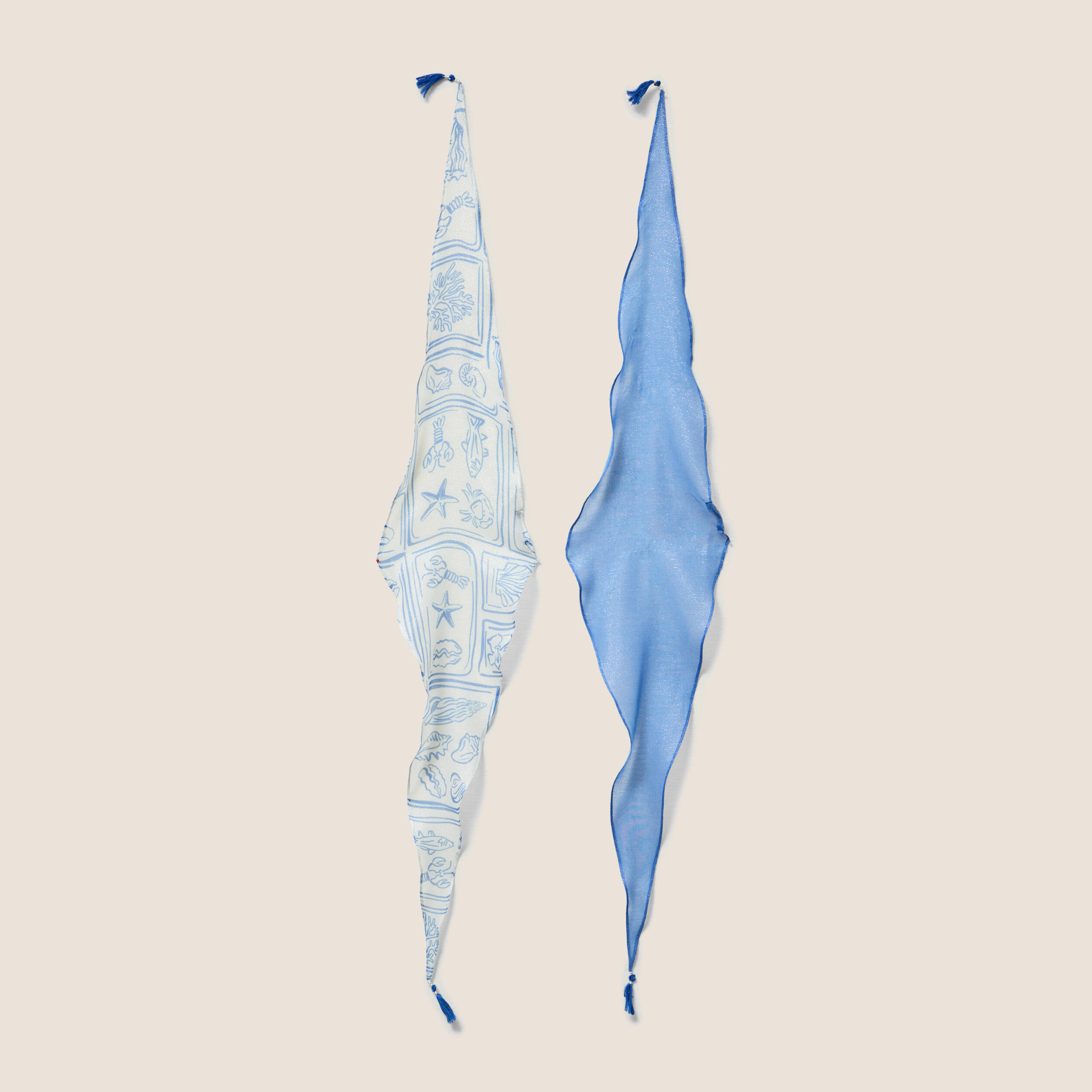 Lot 2 foulards voile transparent bleu ciel femme