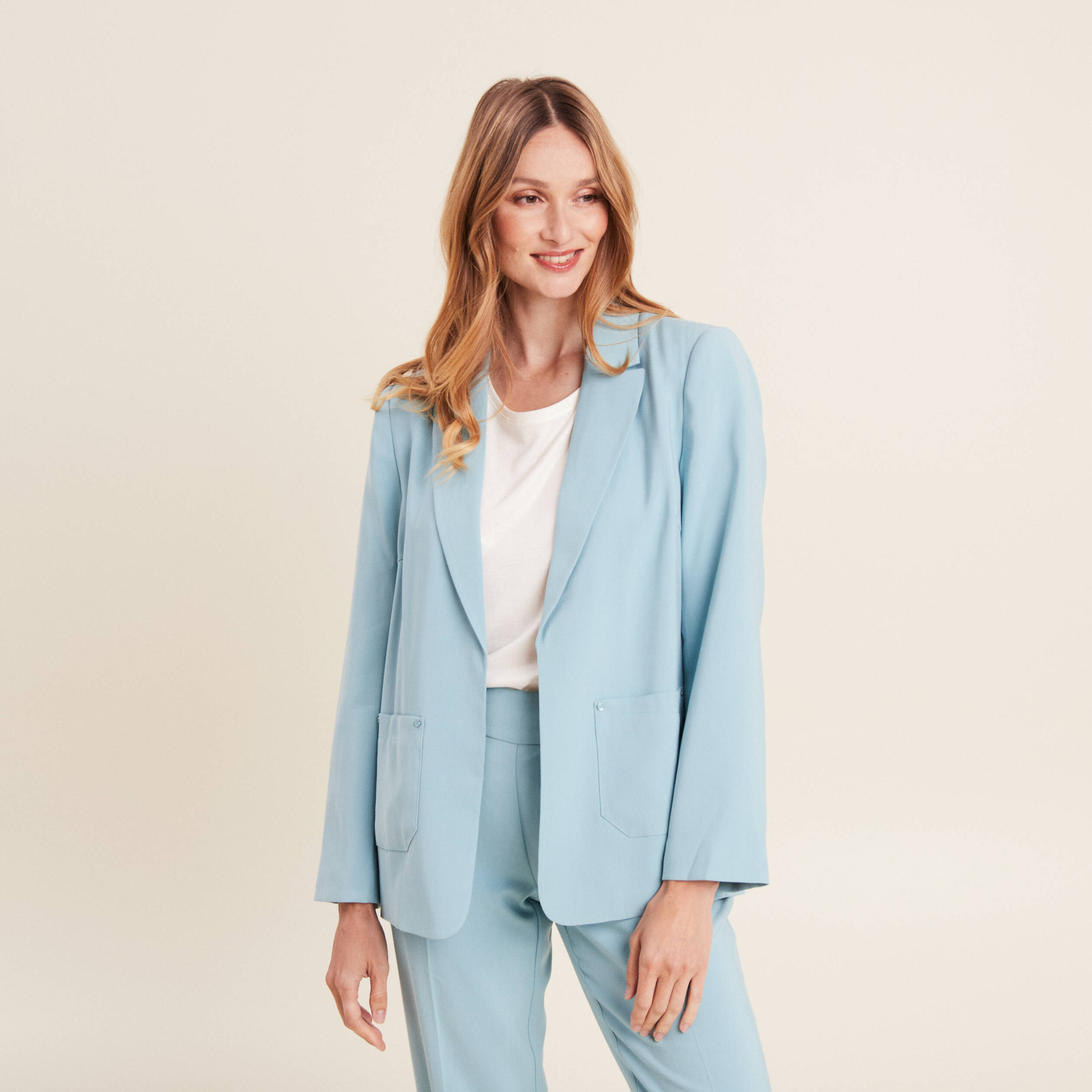 veste tailleur droite bleu gris femme Veste tailleur droite bleu gris femme