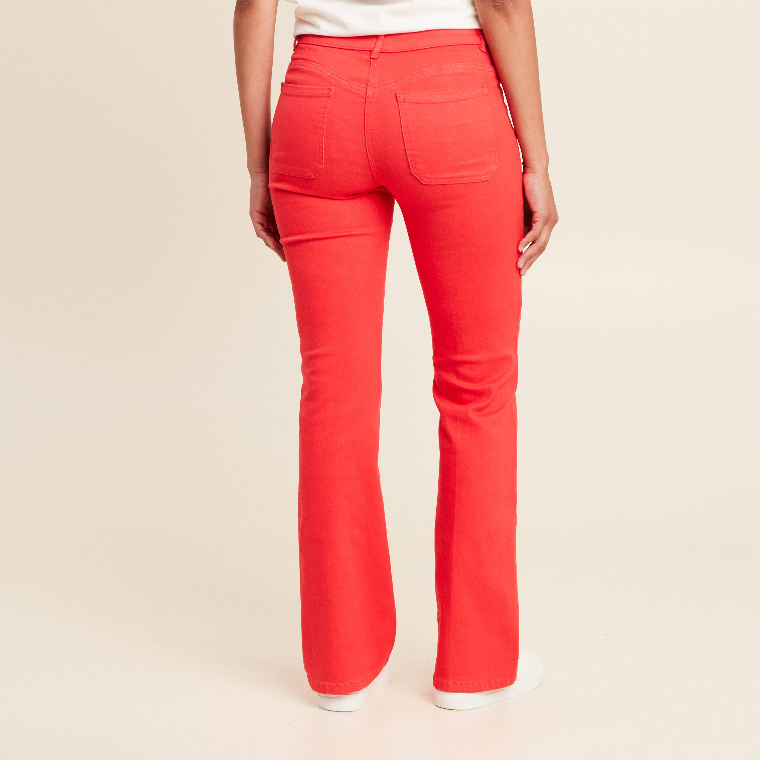 pantalon bootcut taille basculee rouge femme Pantalon bootcut taille basculée rouge femme
