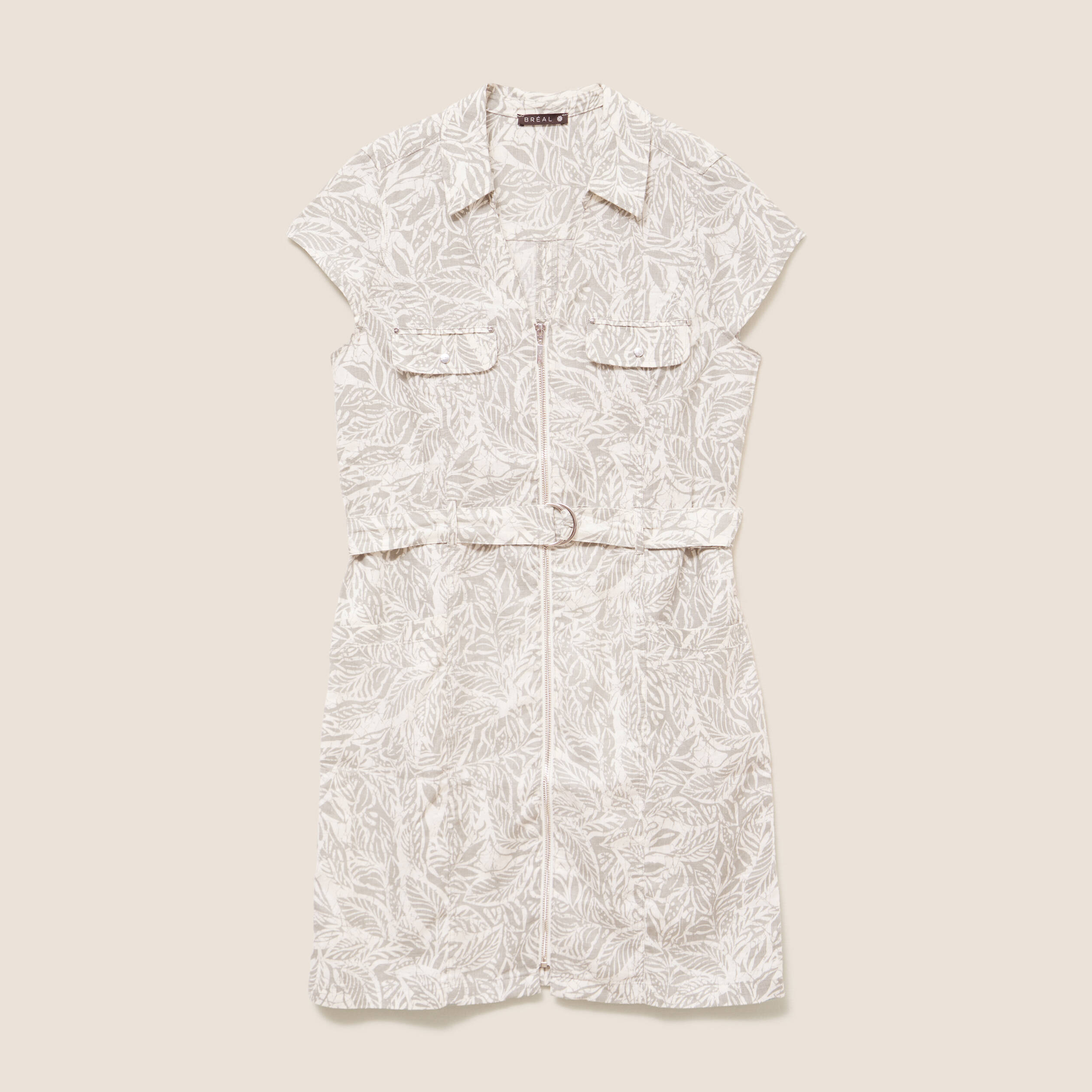 Robe droite zipp&eacute;e gris femme