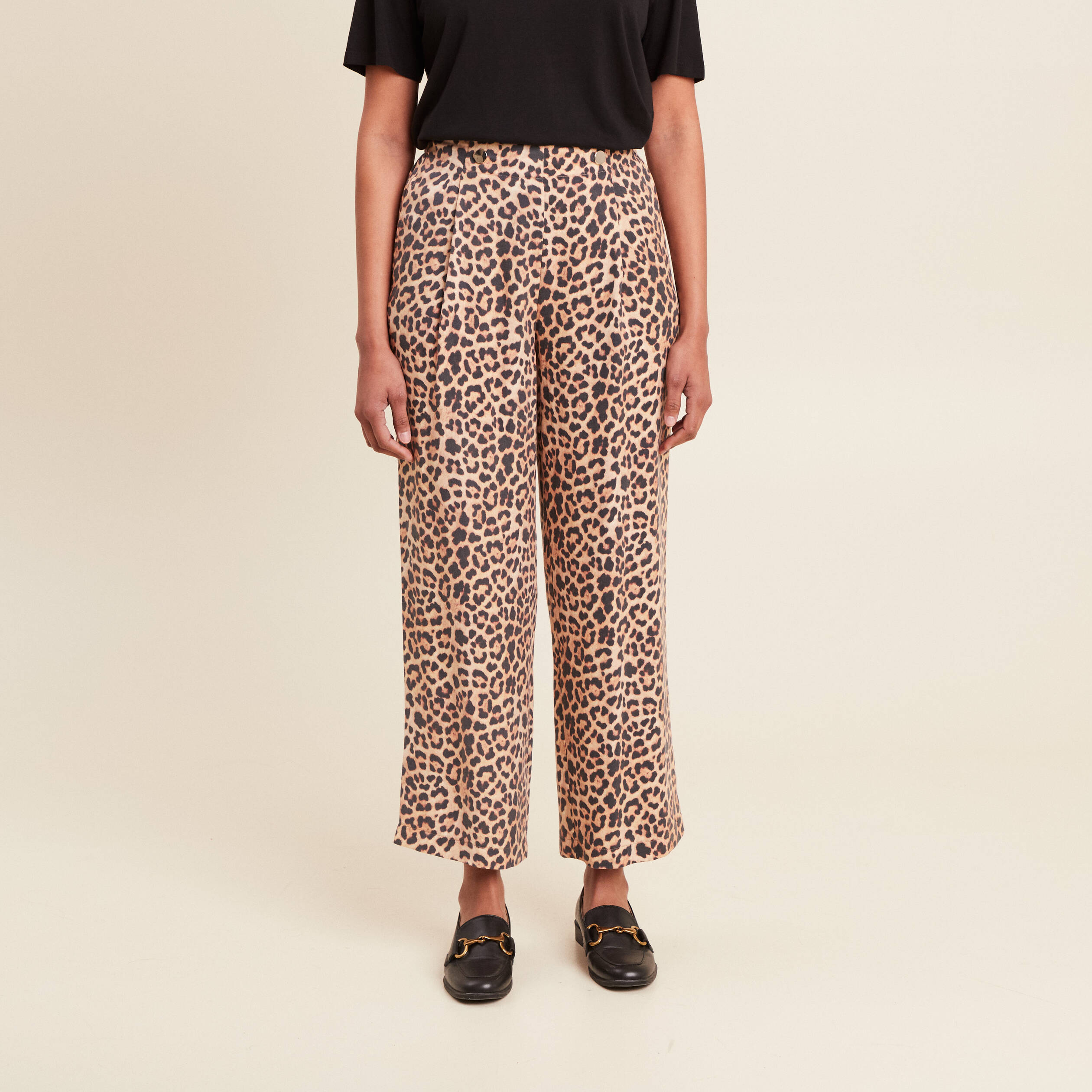 pantalon flou taille haute sable femme Pantalon flou taille haute sable femme