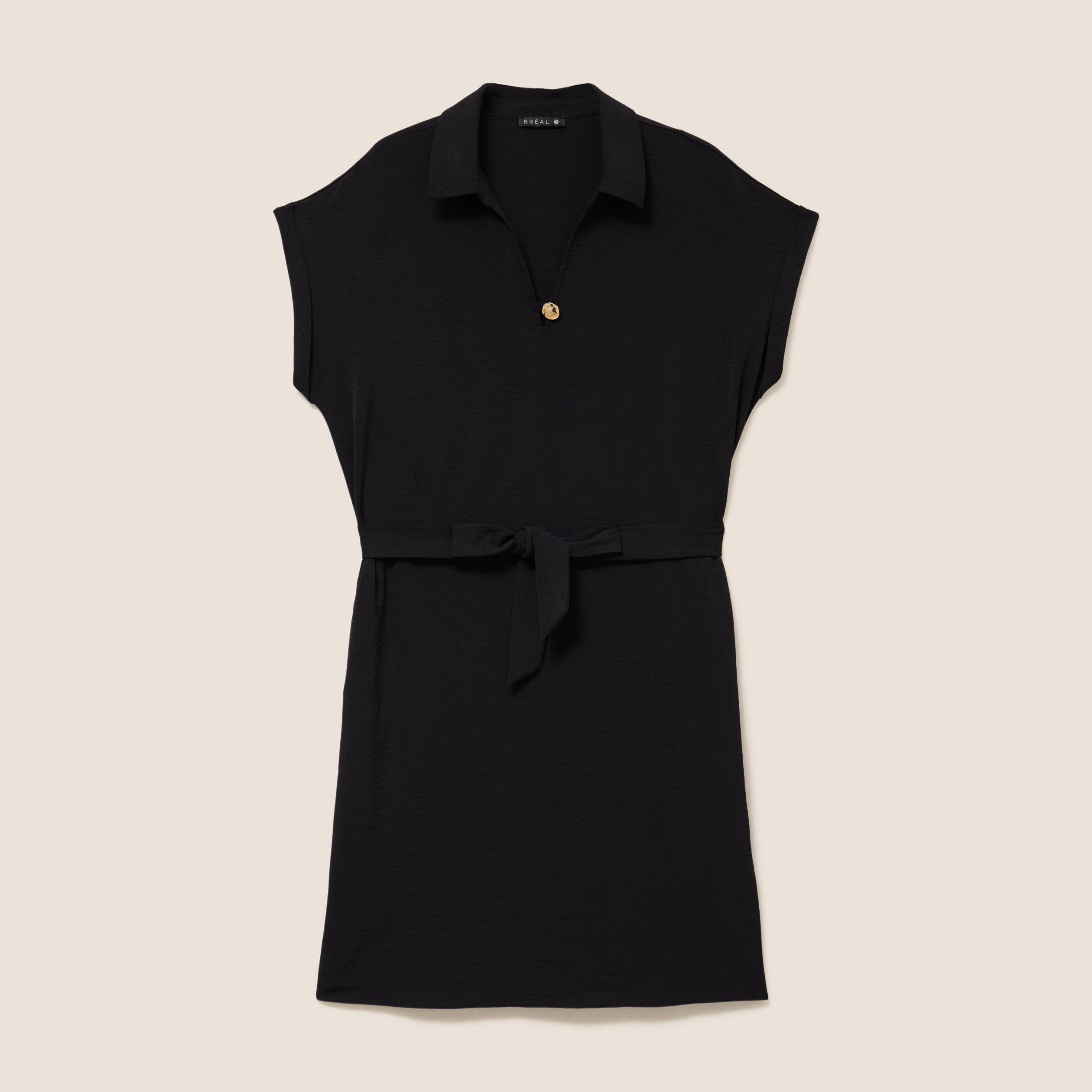 Robe droite courte manches courtes noir femme