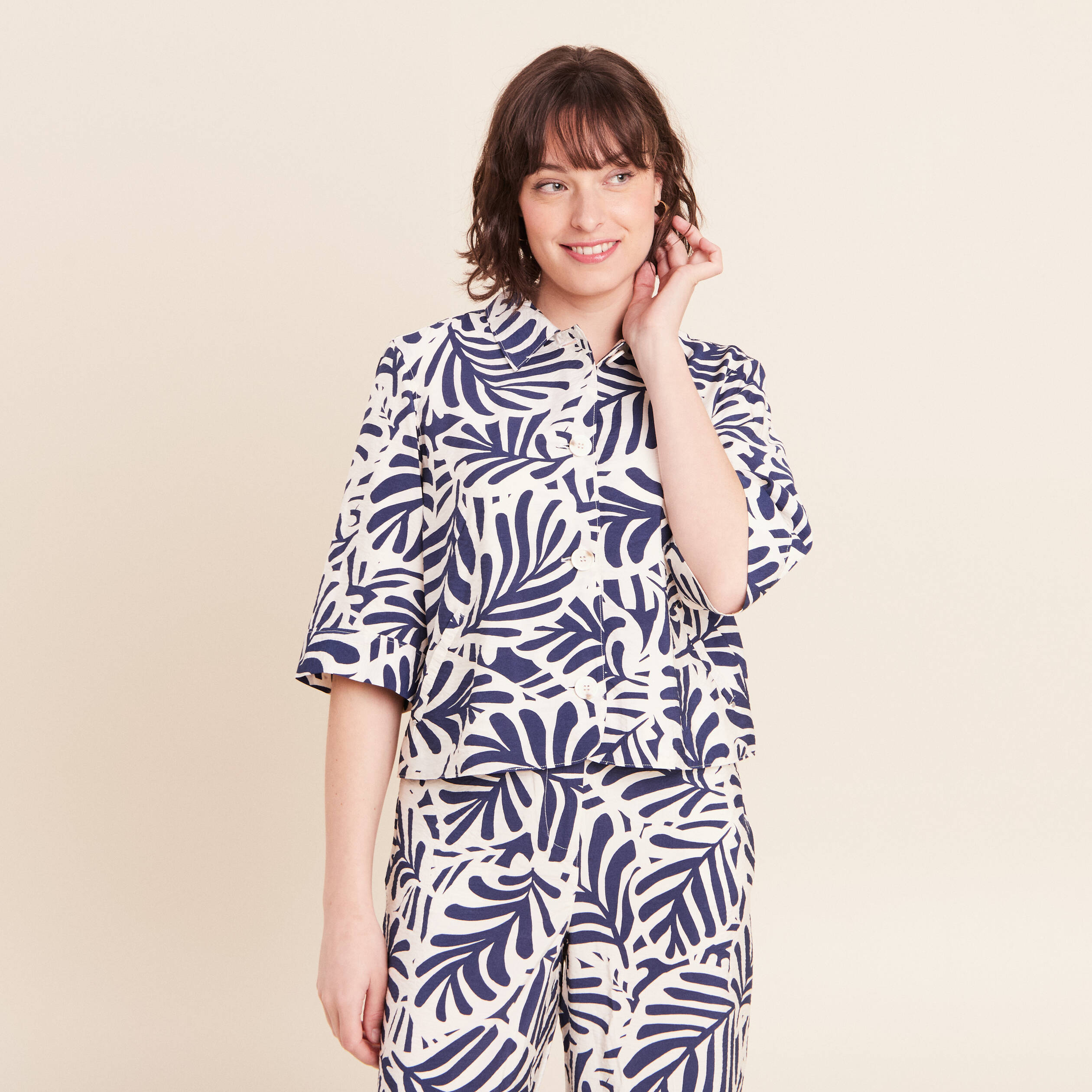 Veste courte manches 3/4 blanc femme