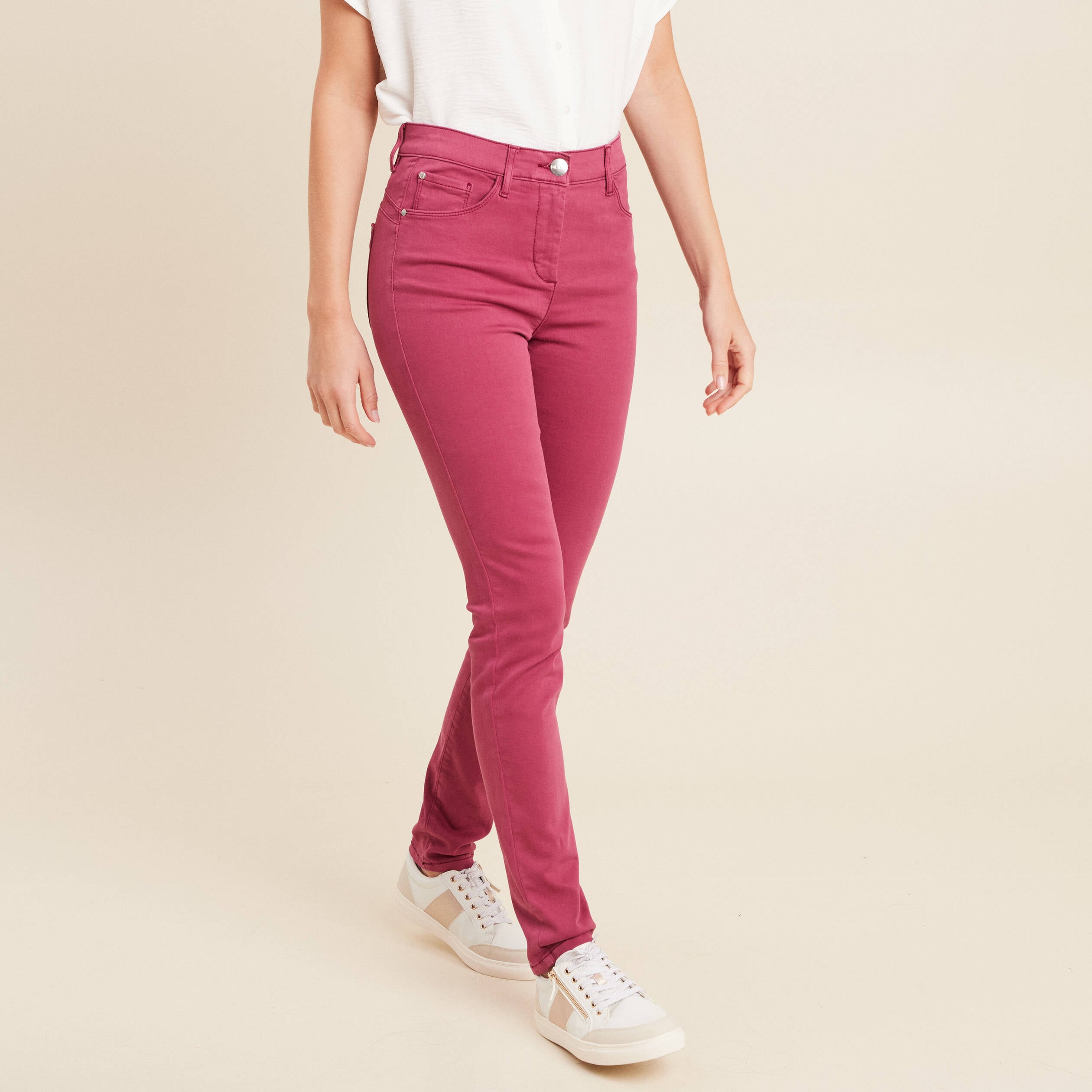 Jean magique L'Unique coupe ajust&eacute;e vieux rose femme
