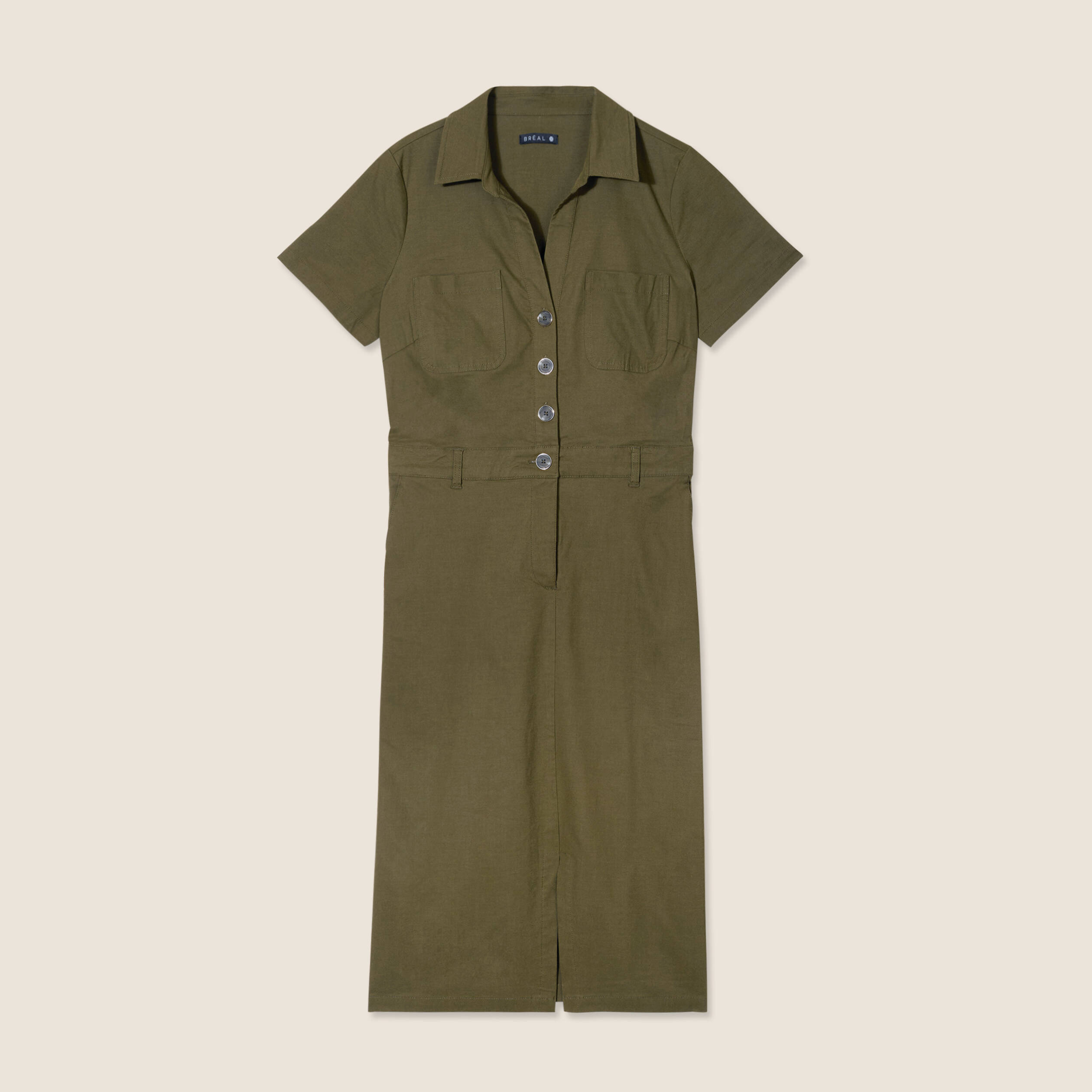 robe ajustee manches courtes vert olive femme Robe ajustée manches courtes vert olive femme