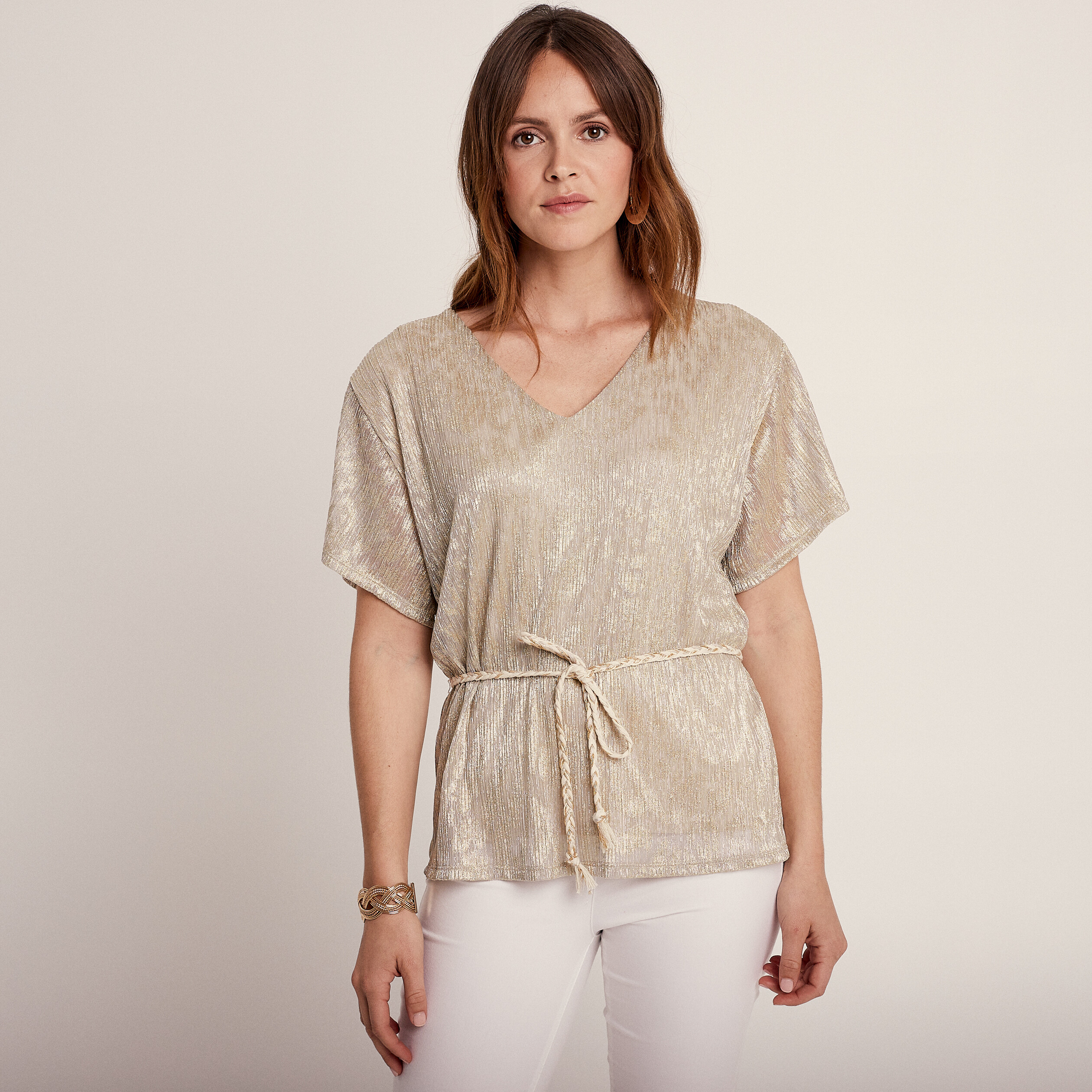 t shirt manches courtes beige femme T-shirt manches courtes beige femme