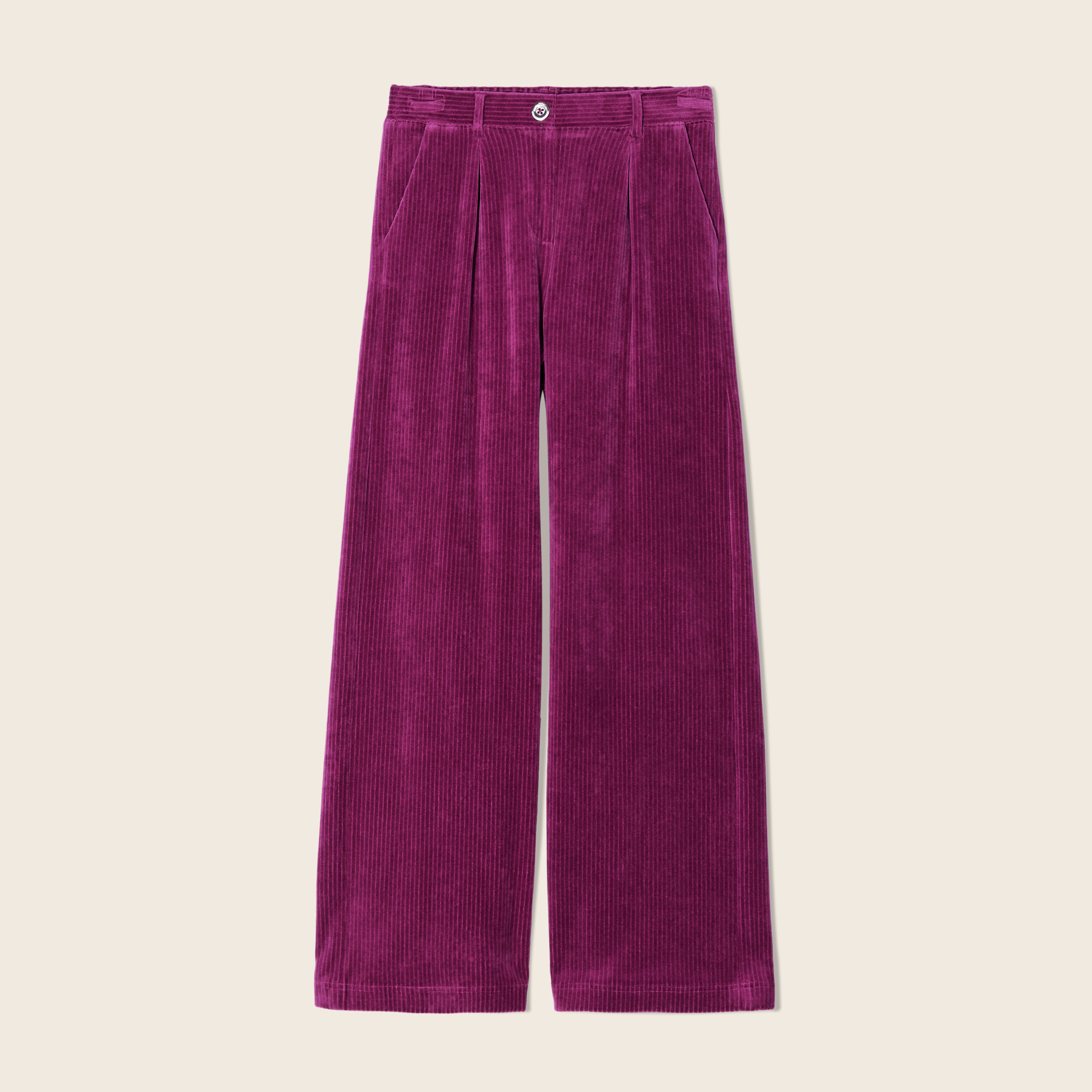 Pantalon large velours prune femme