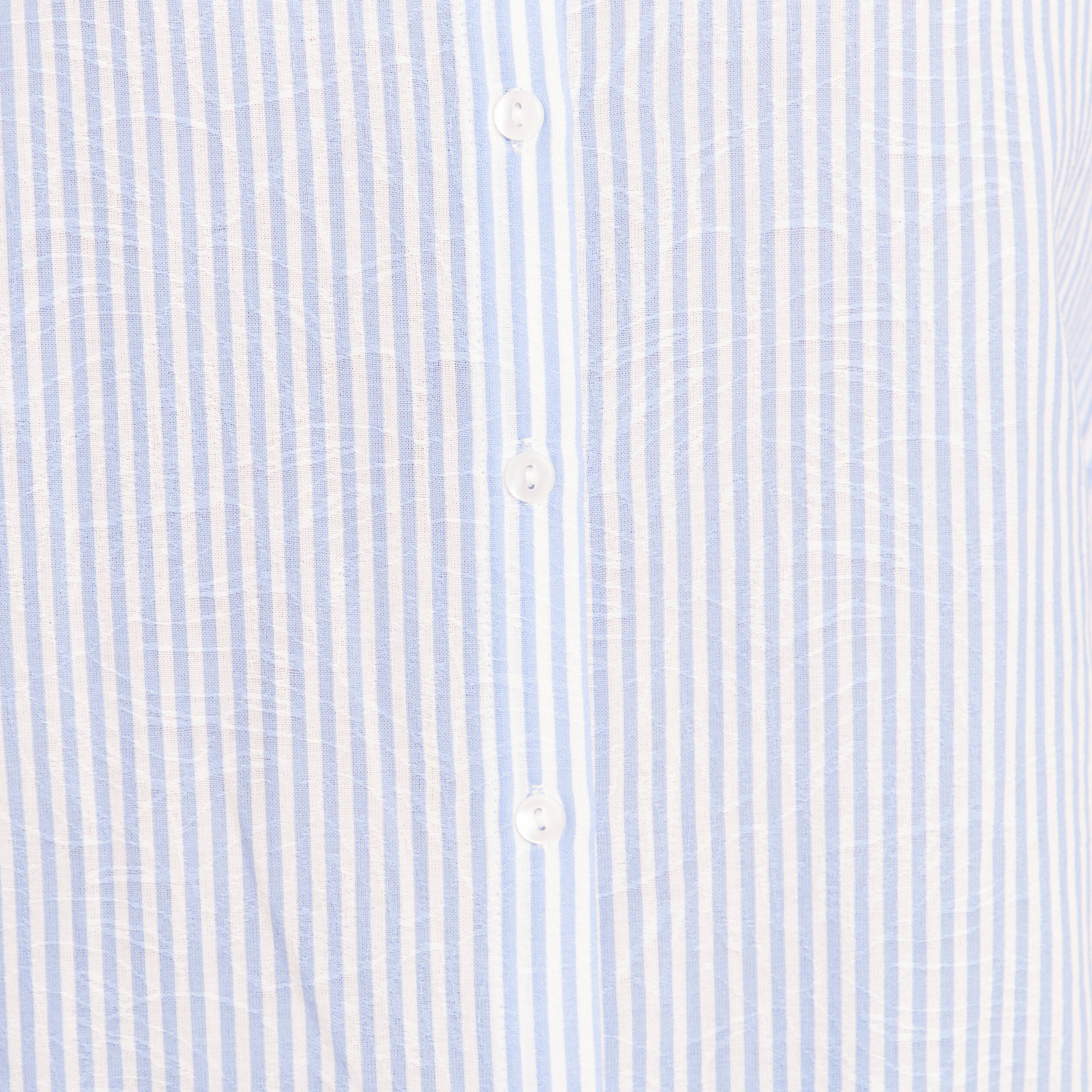Chemise col montant manches 3/4 bleu femme
