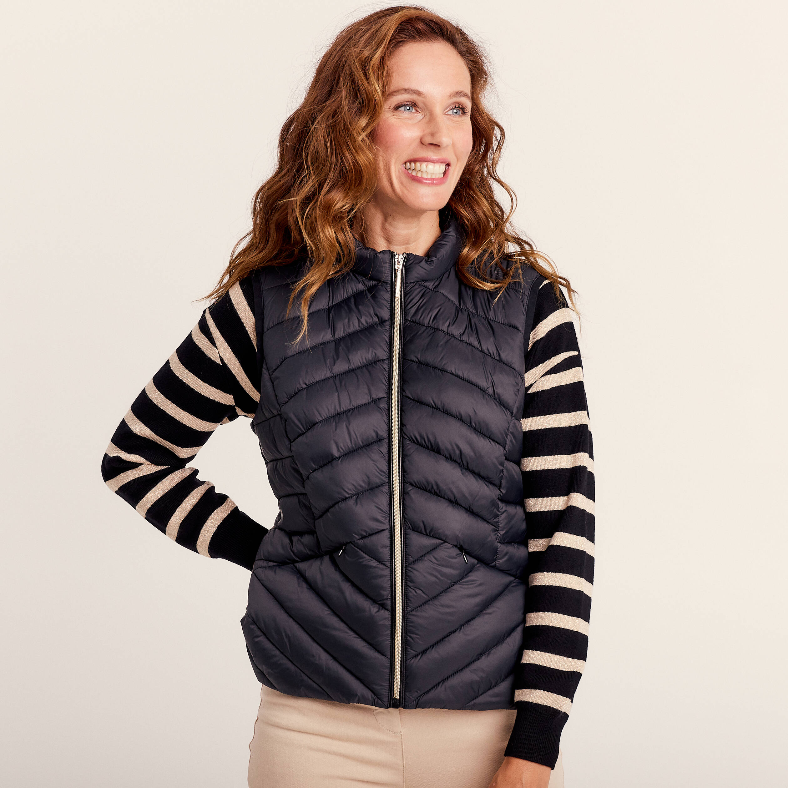 Parka 2-en-1 droite à capuche noir femme