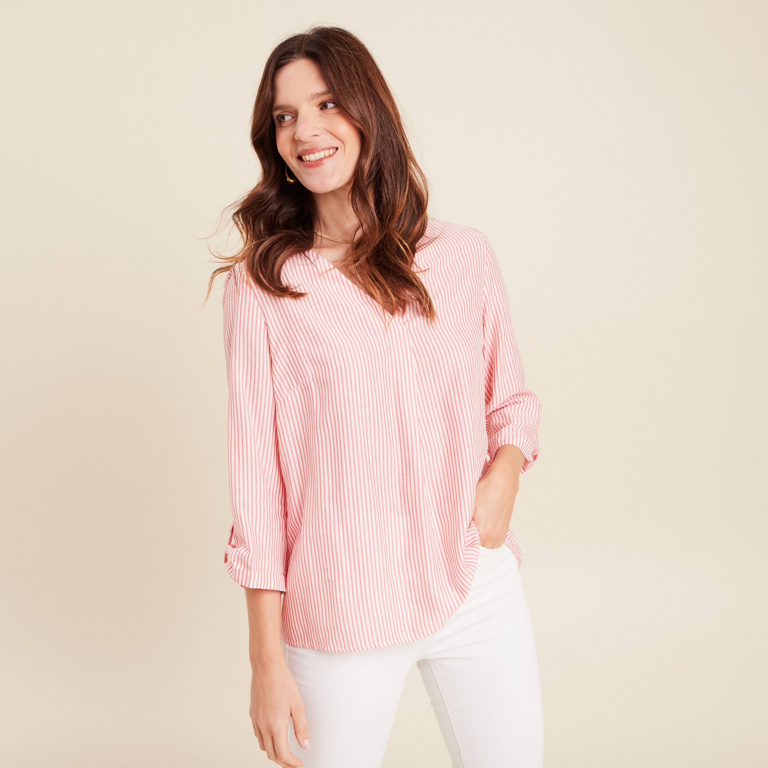 blouse fluide manches 34 rouge femme blouse fluide manches 3/4 rouge femme
