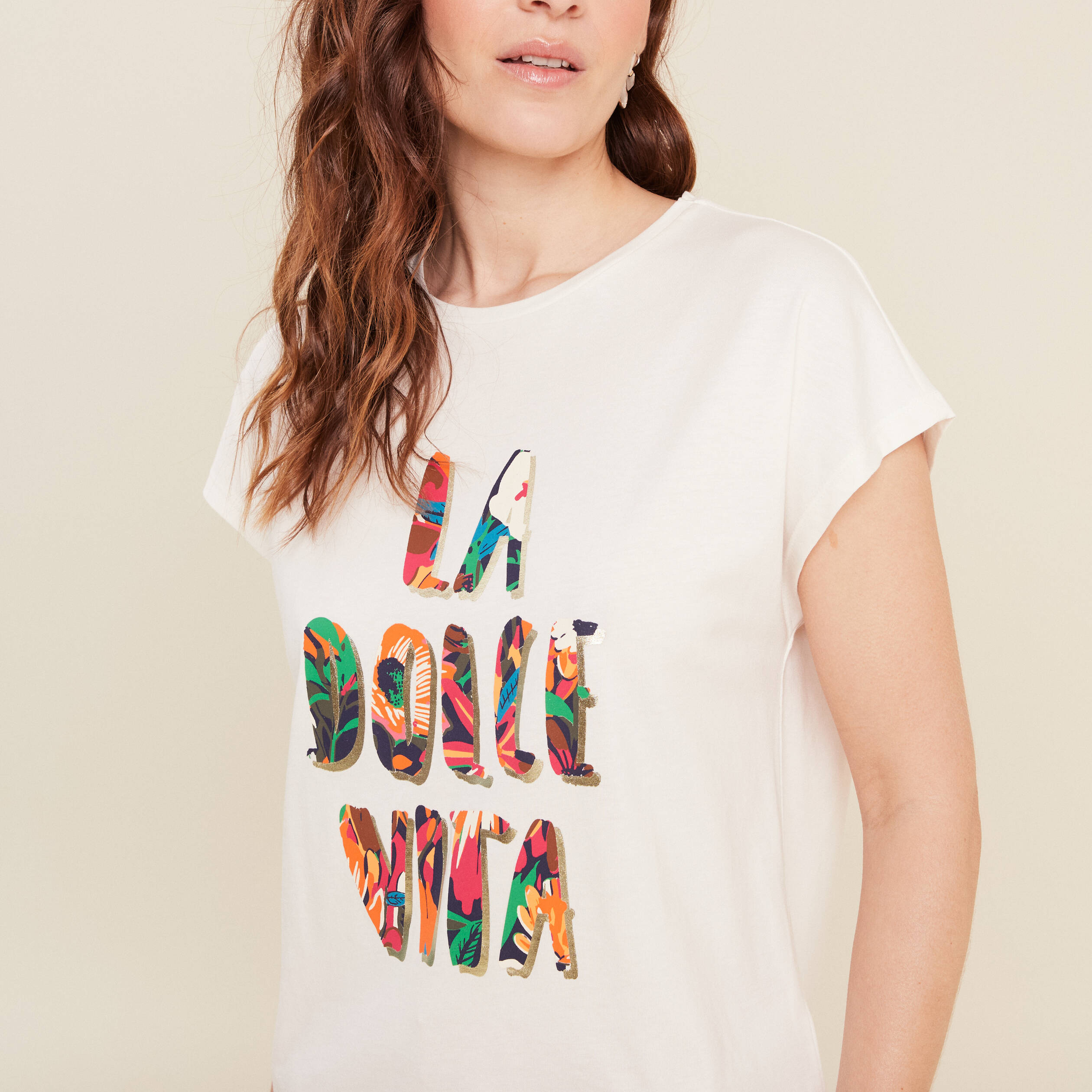t shirt manches courtes ecru femme T-shirt manches courtes ecru femme