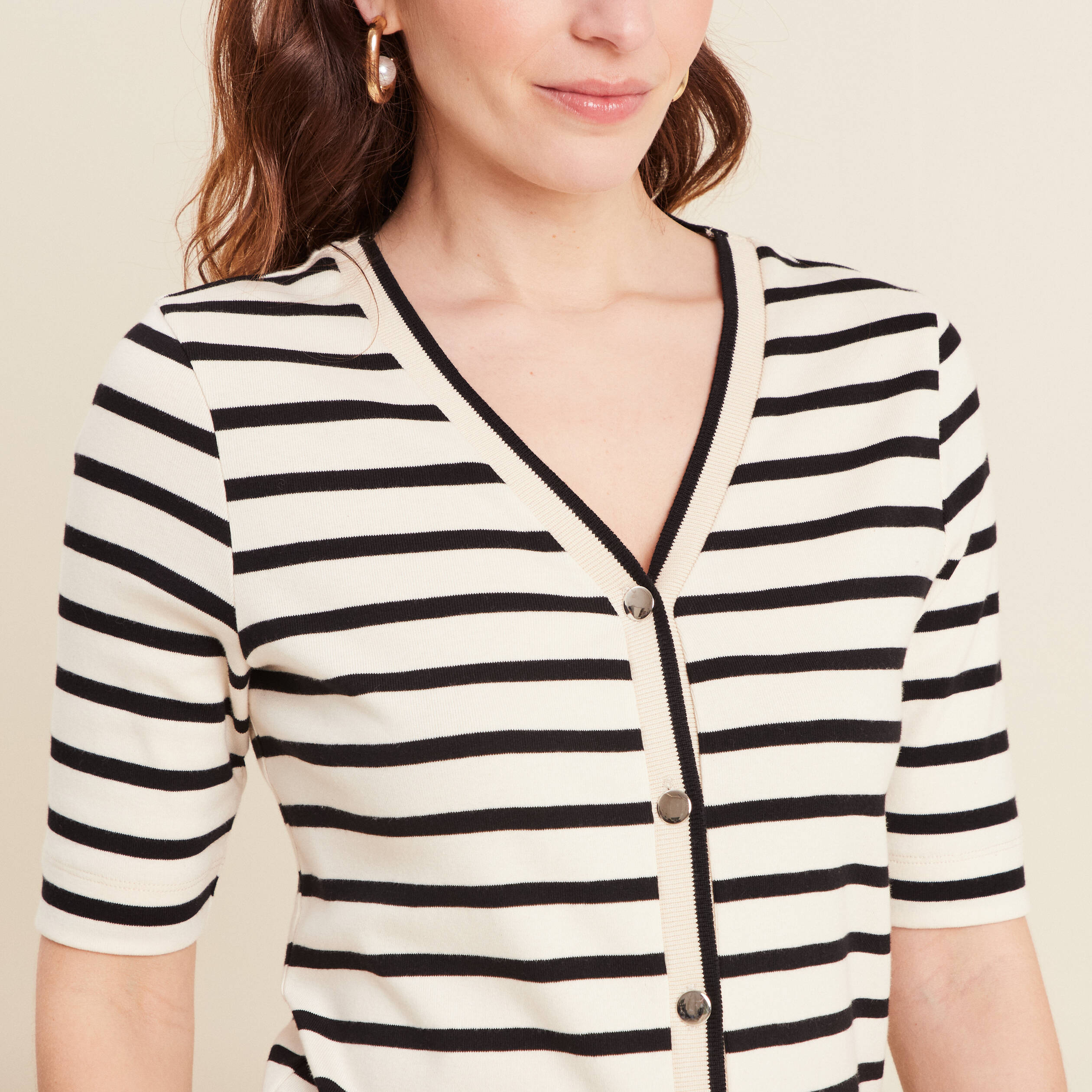 t shirt col v en coton blanc femme T-shirt col V en coton blanc femme