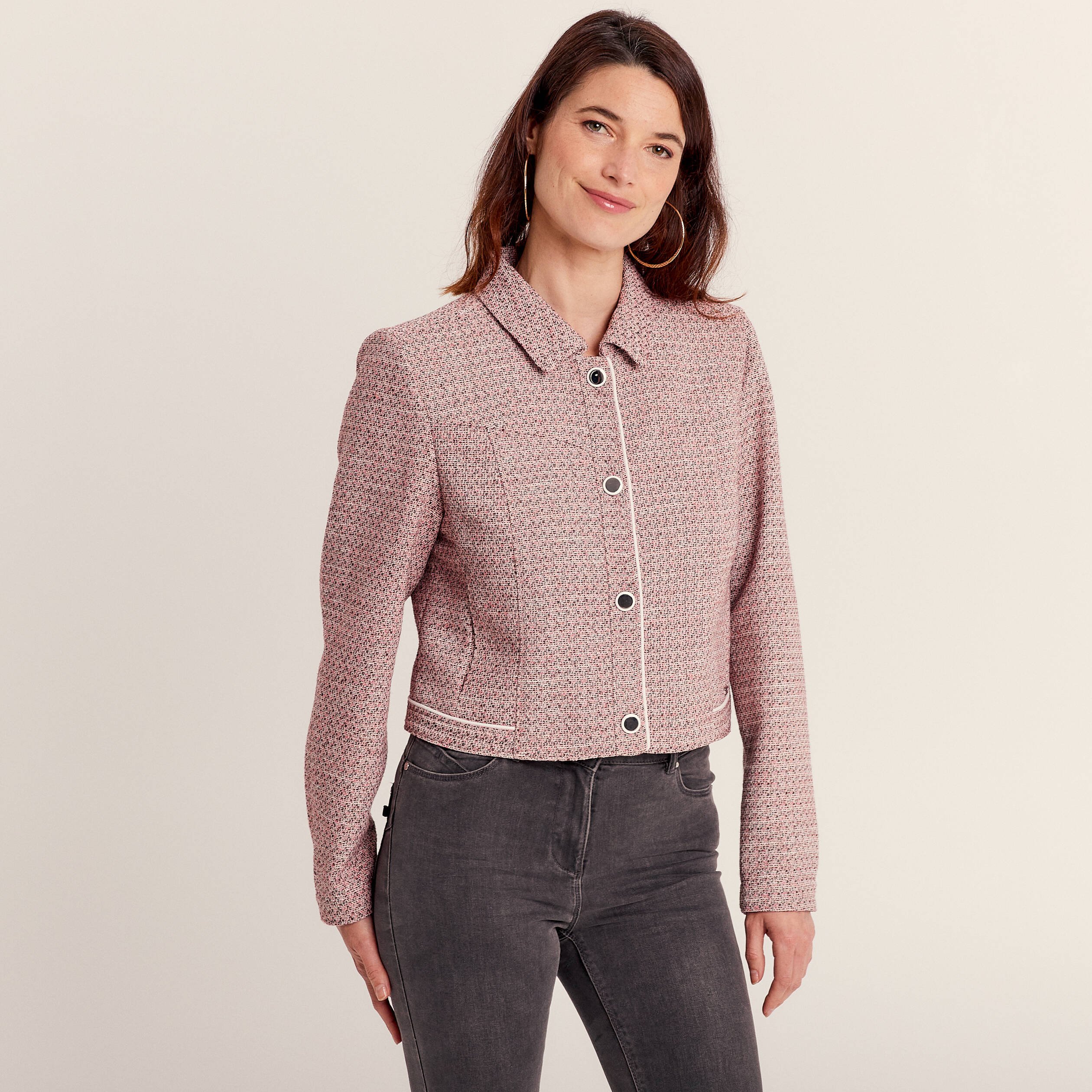 veste droite boutonnee rose clair femme Veste droite boutonnée rose clair femme