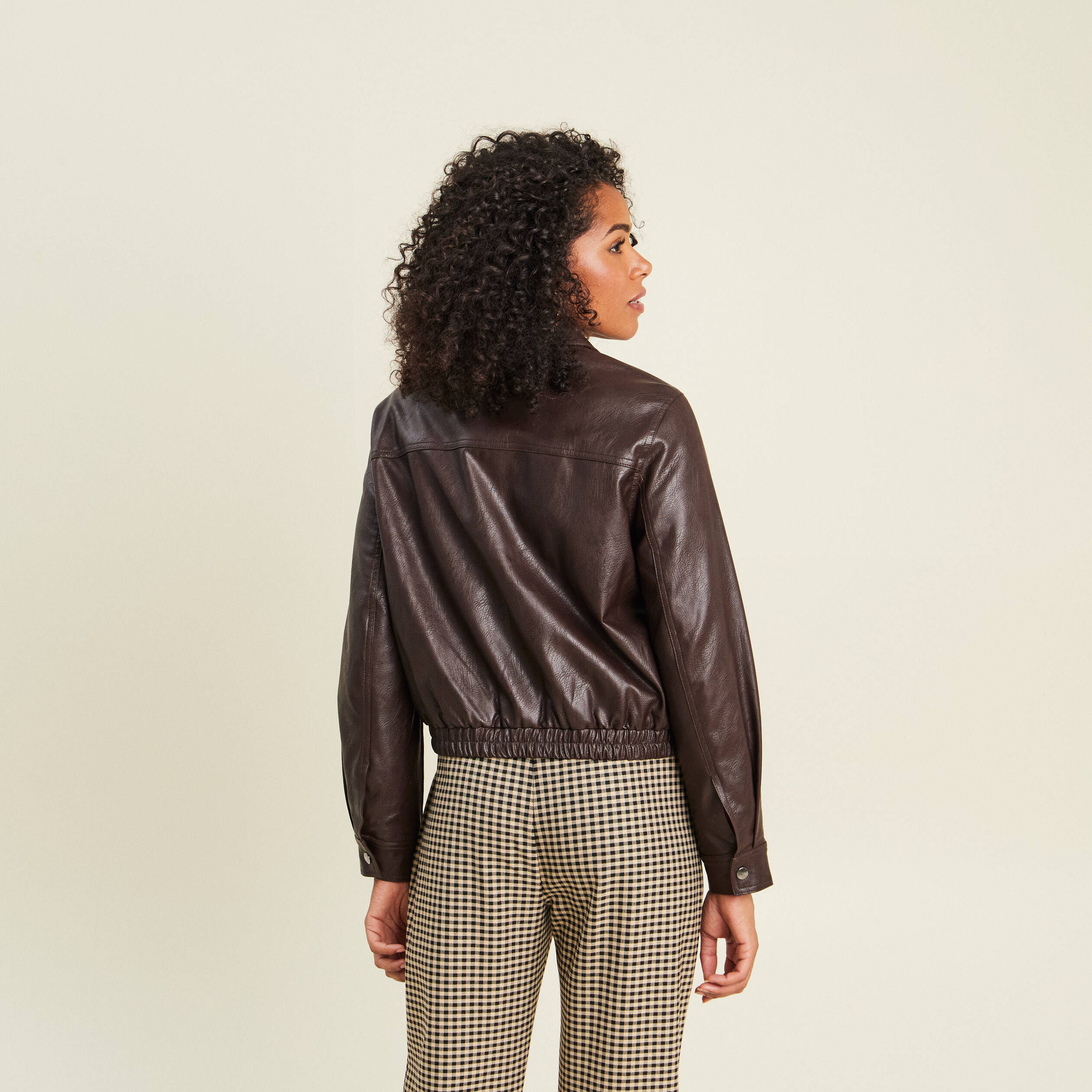 Veste doubl&eacute;e marron fonc&eacute; femme