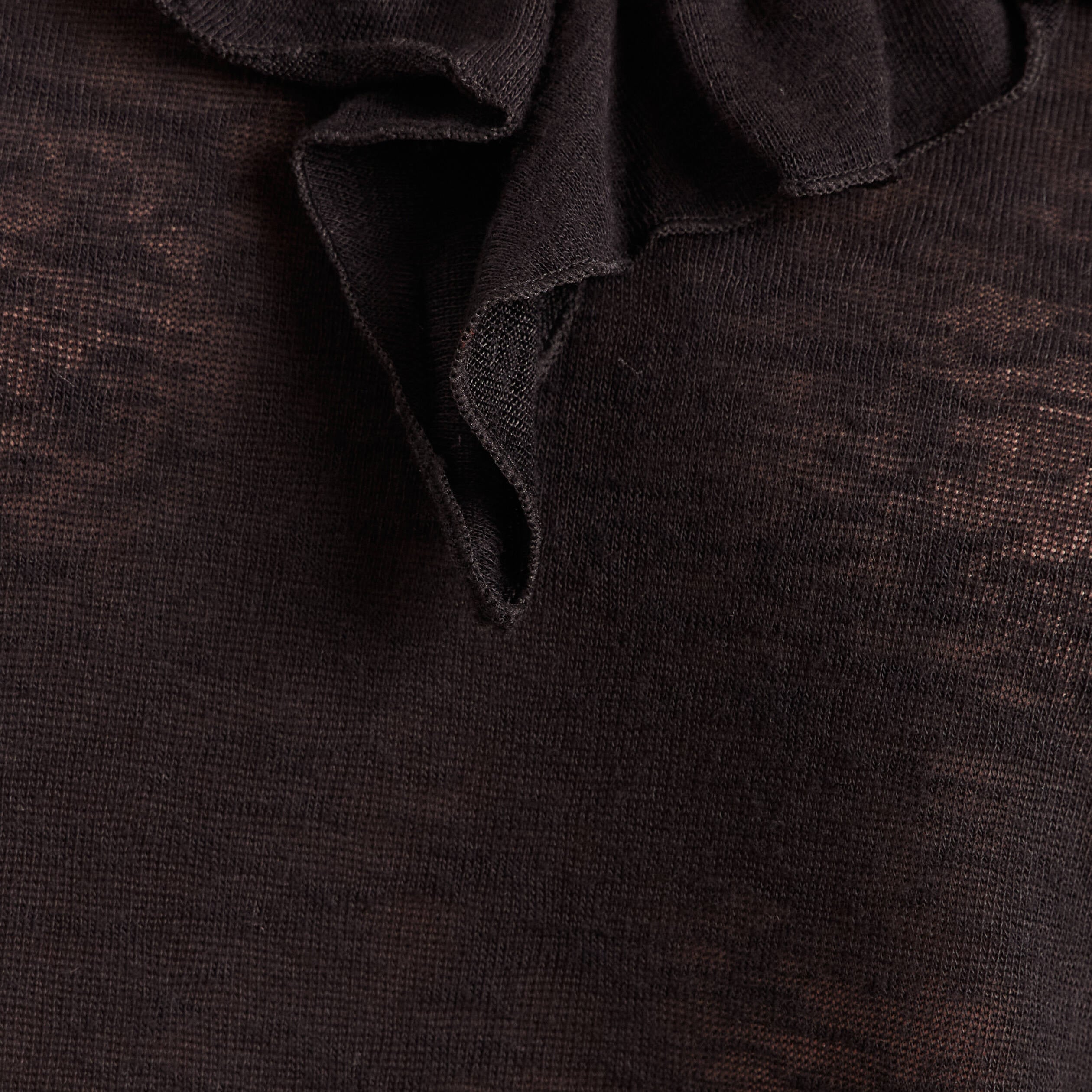 Blouse col v manches longues noir femme