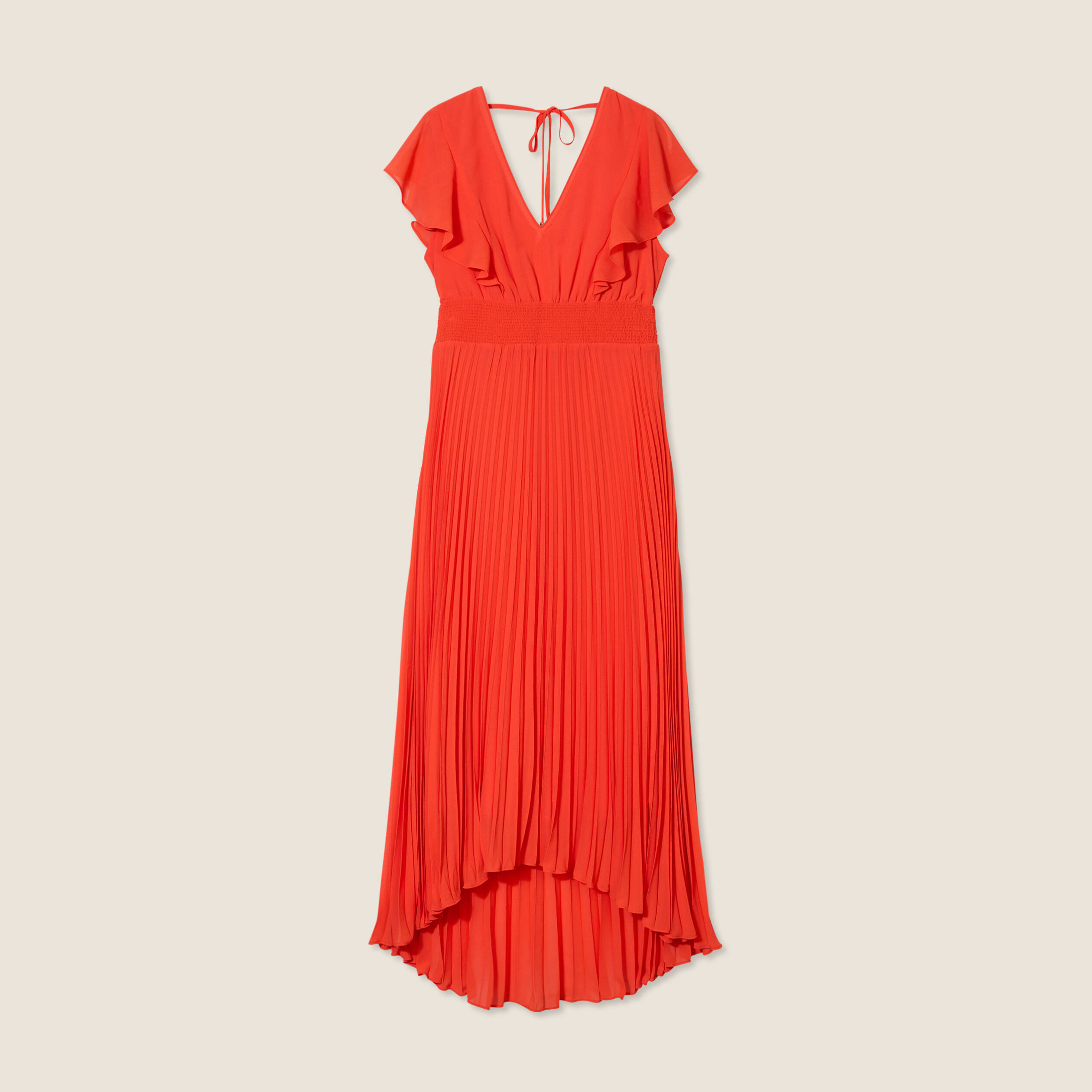 robe longue evasee a volants orange fonce femme Robe longue évasée à volants orange foncé femme