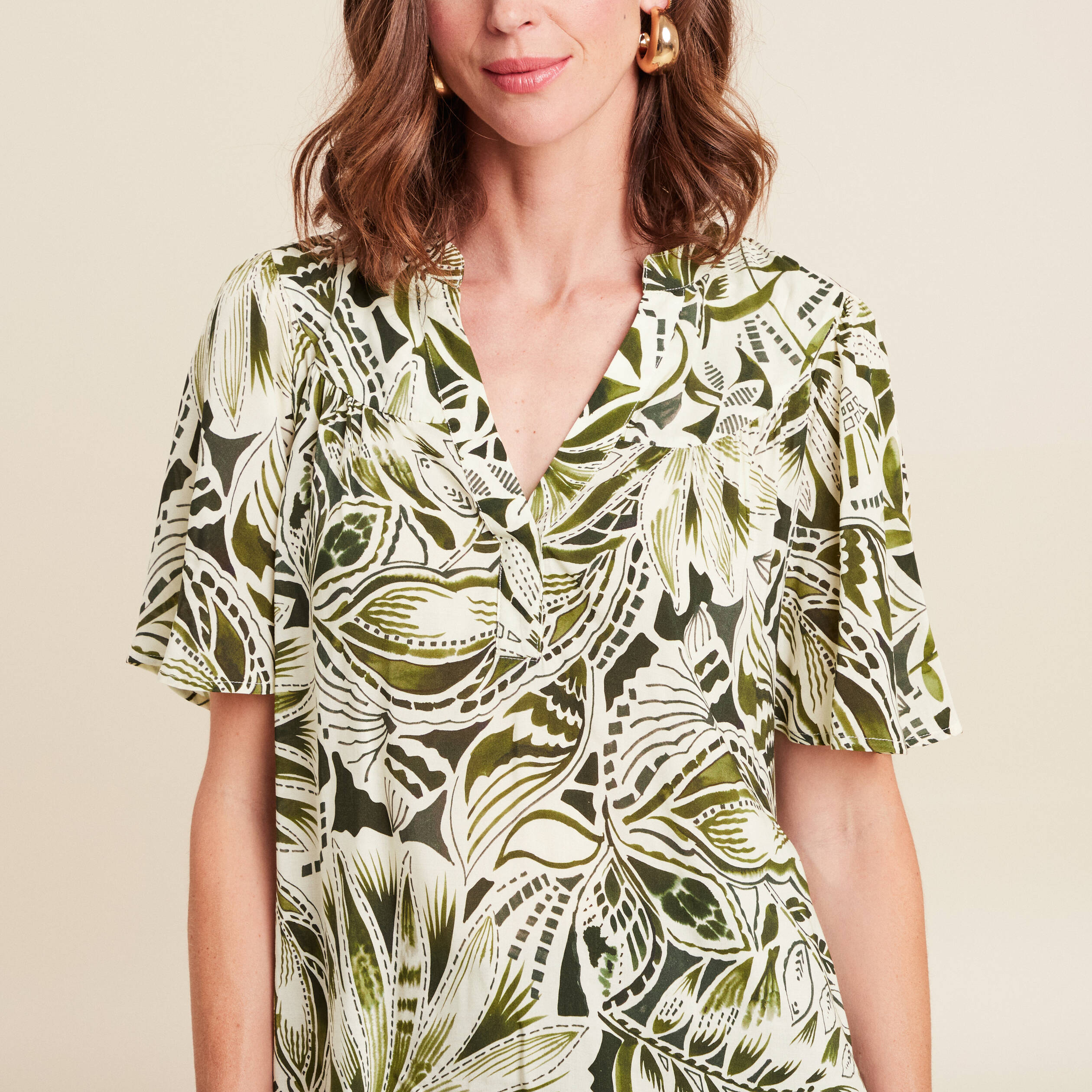 blouse ample manches courtes fluide vert femme Blouse ample manches courtes fluide vert femme