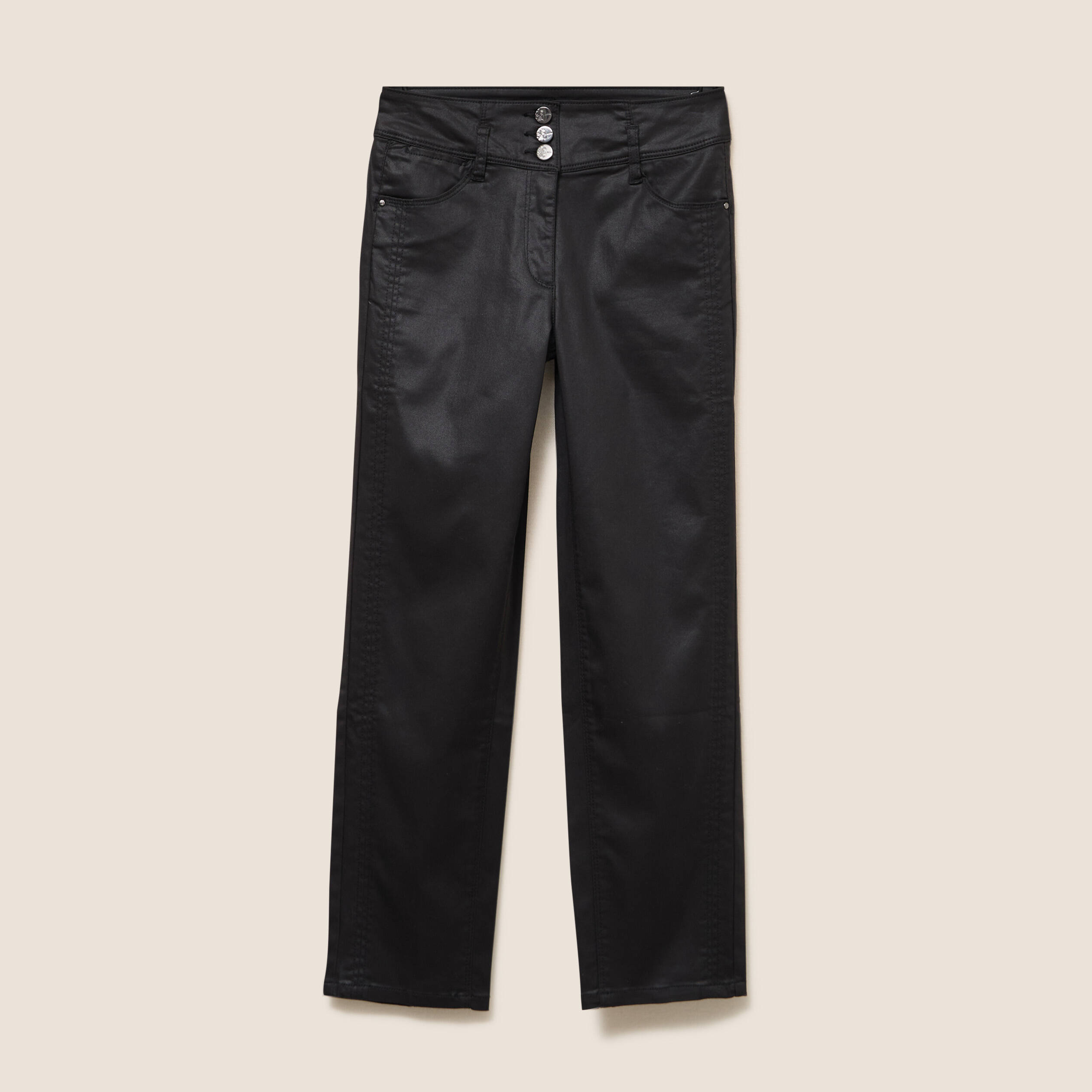 Pantalon enduit noir femme