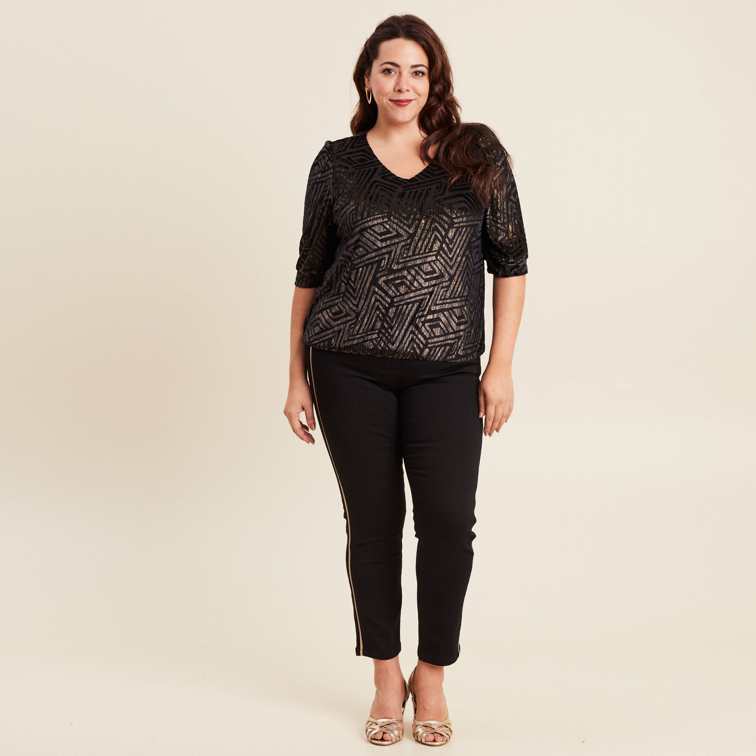 t shirt manches 34 noir femme T-shirt manches 3/4 noir femme