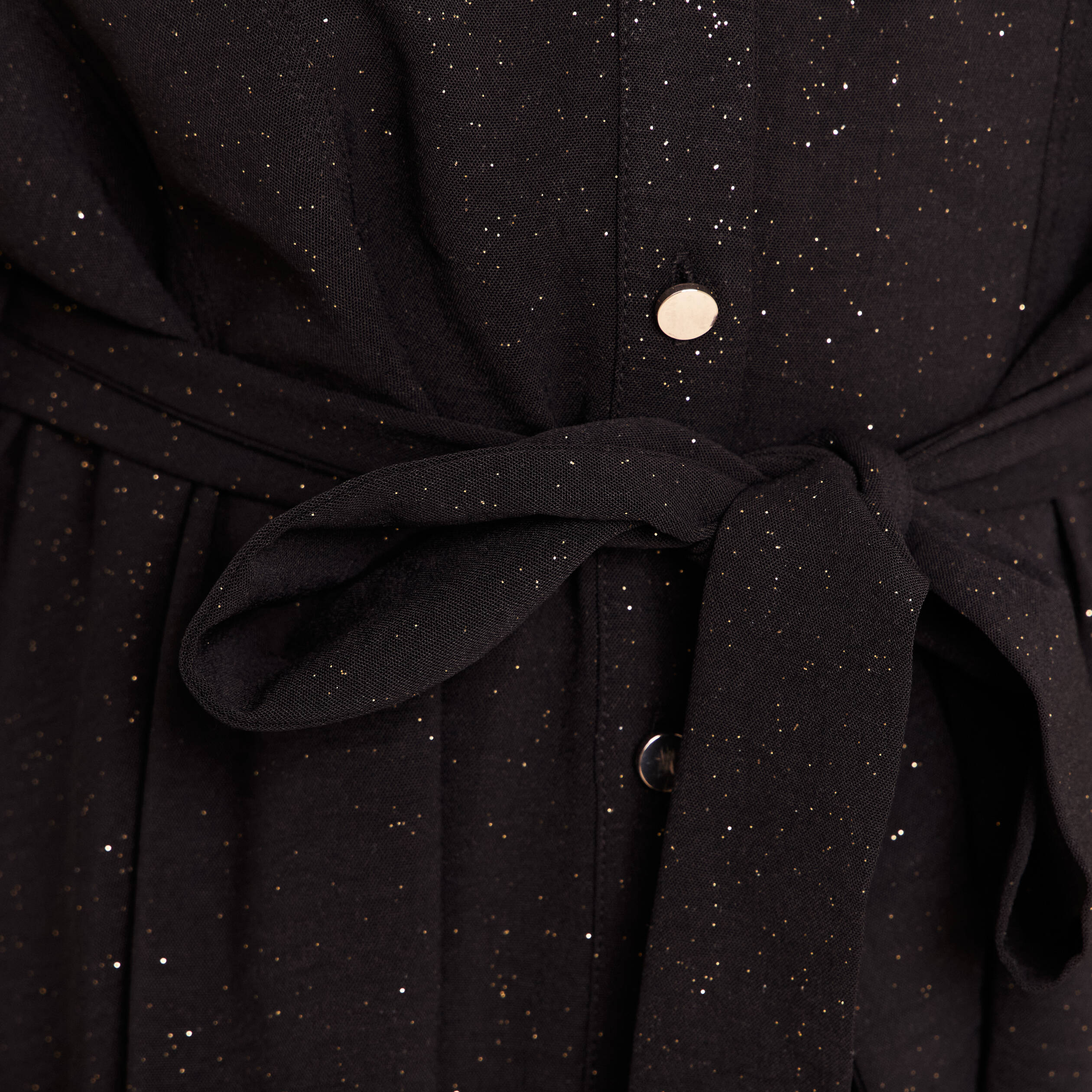 Robe courte col tunisien &agrave; paillettes noir femme