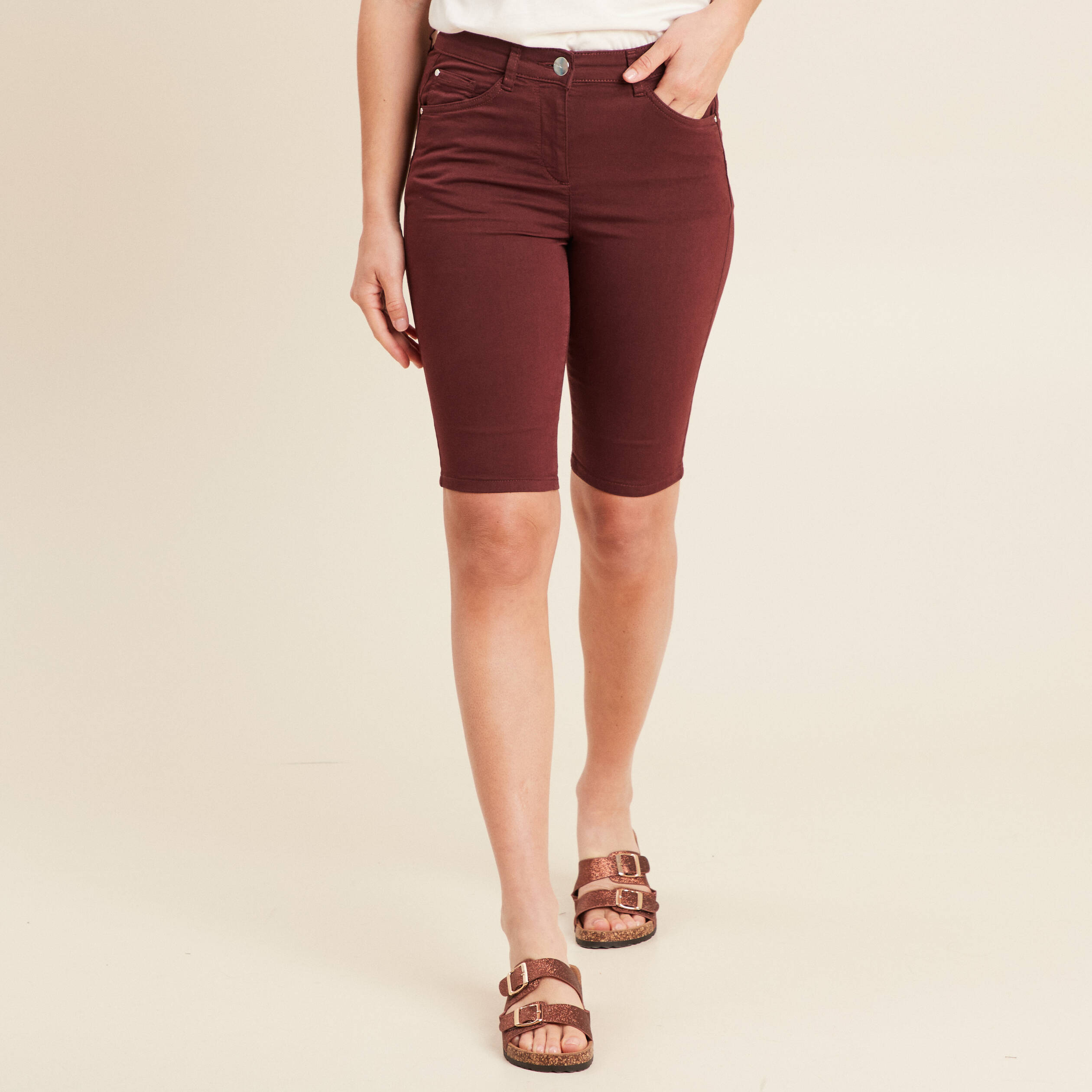 Bermuda magique le Léger bordeaux femme