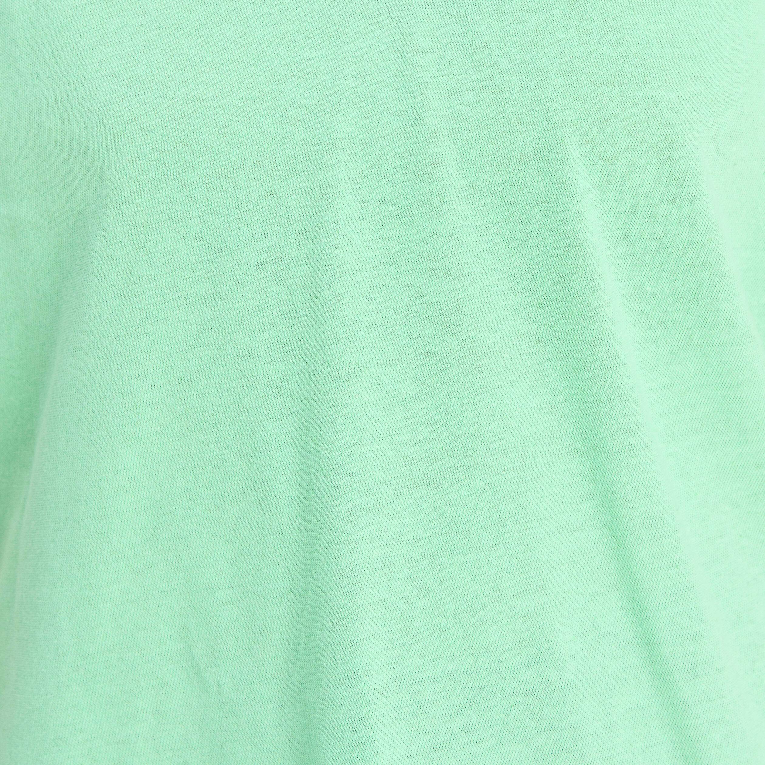 T-shirt col v manches courtes aspect lin vert fluo femme