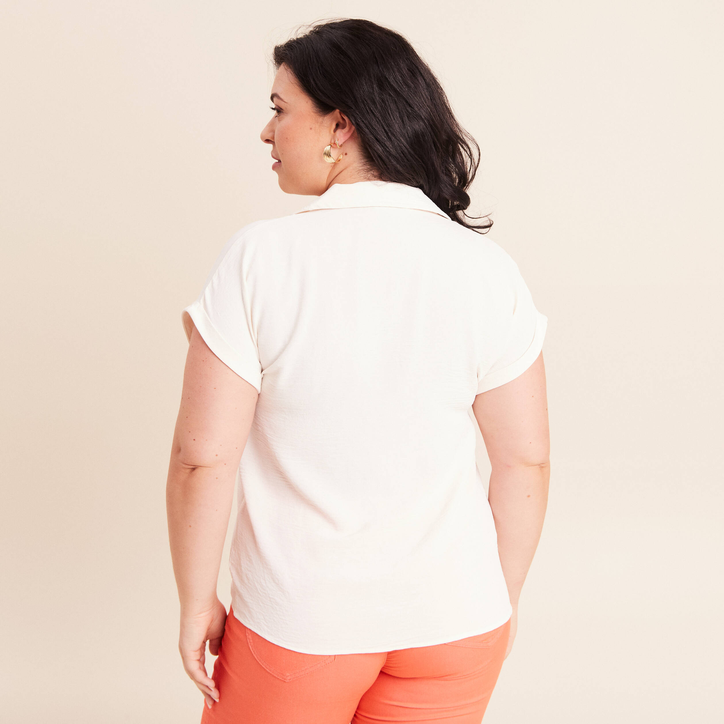 Blouse manches courtes ecru femme