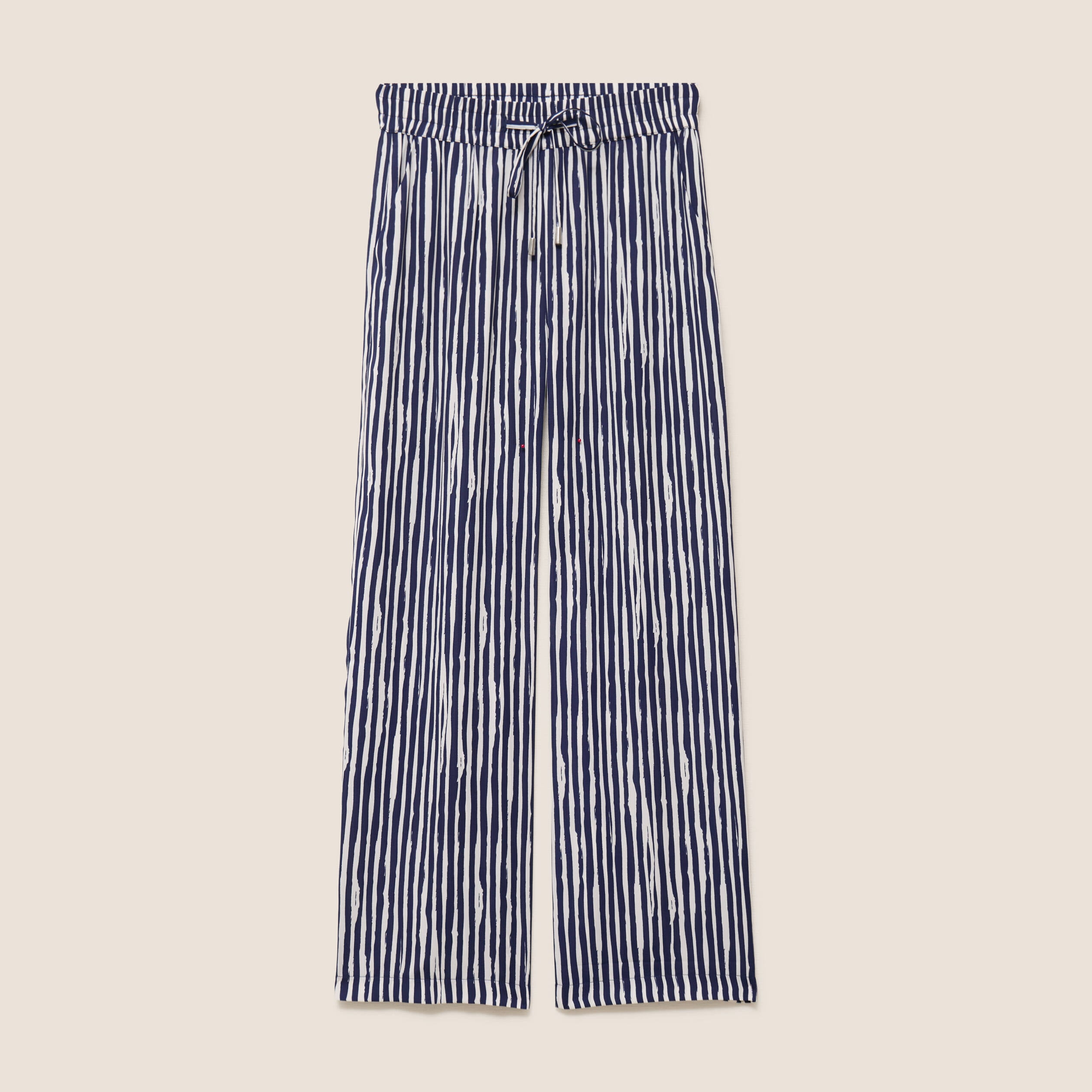 Pantalon large taille haute blanc femme