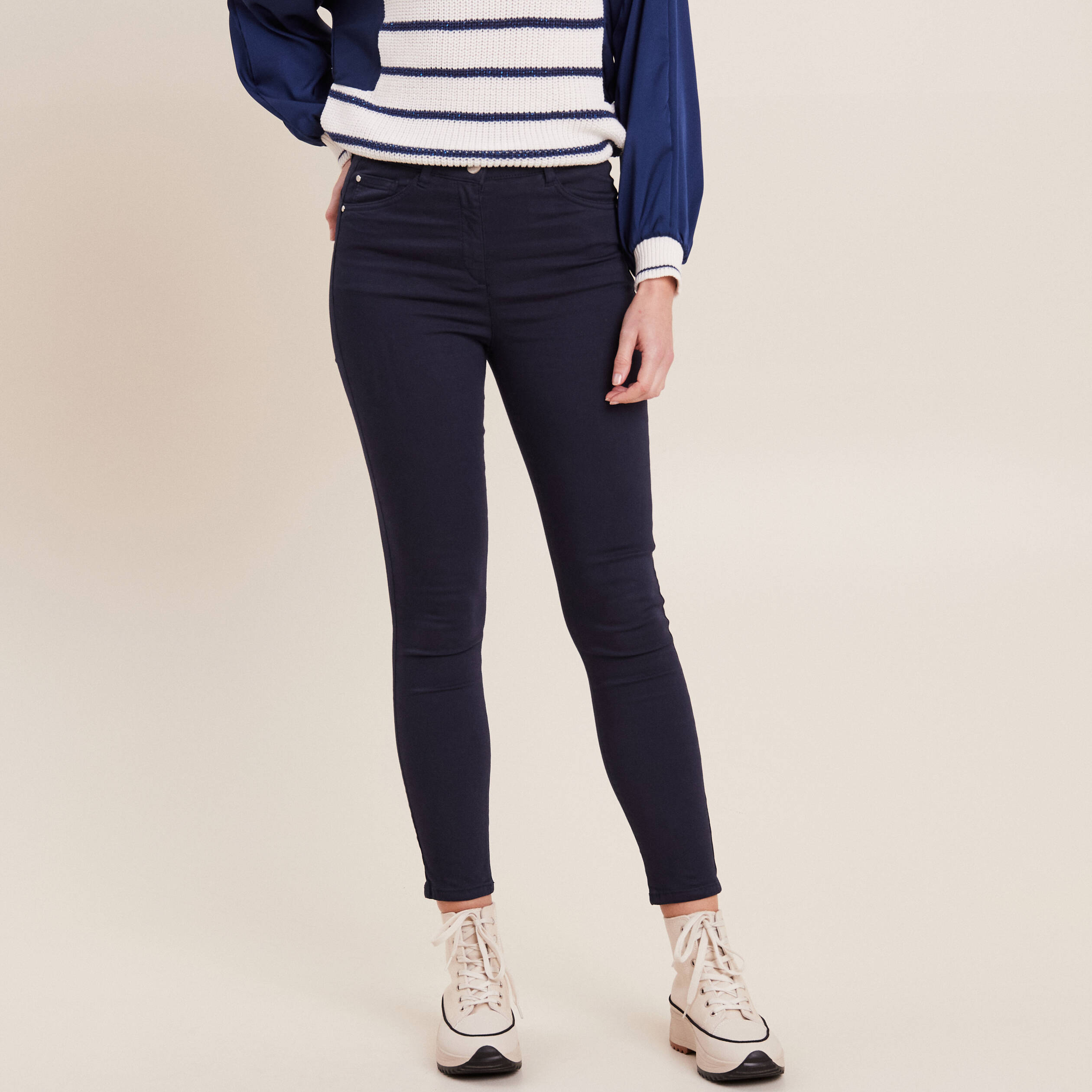 Pantalon magique Le L&eacute;ger coupe ajust&eacute;e bleu marine femme