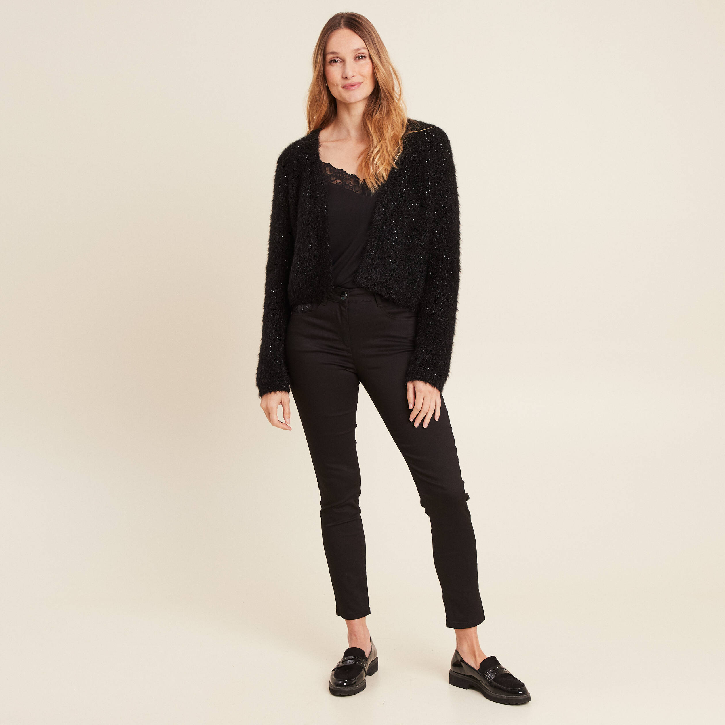 Gilet manches longues noir femme