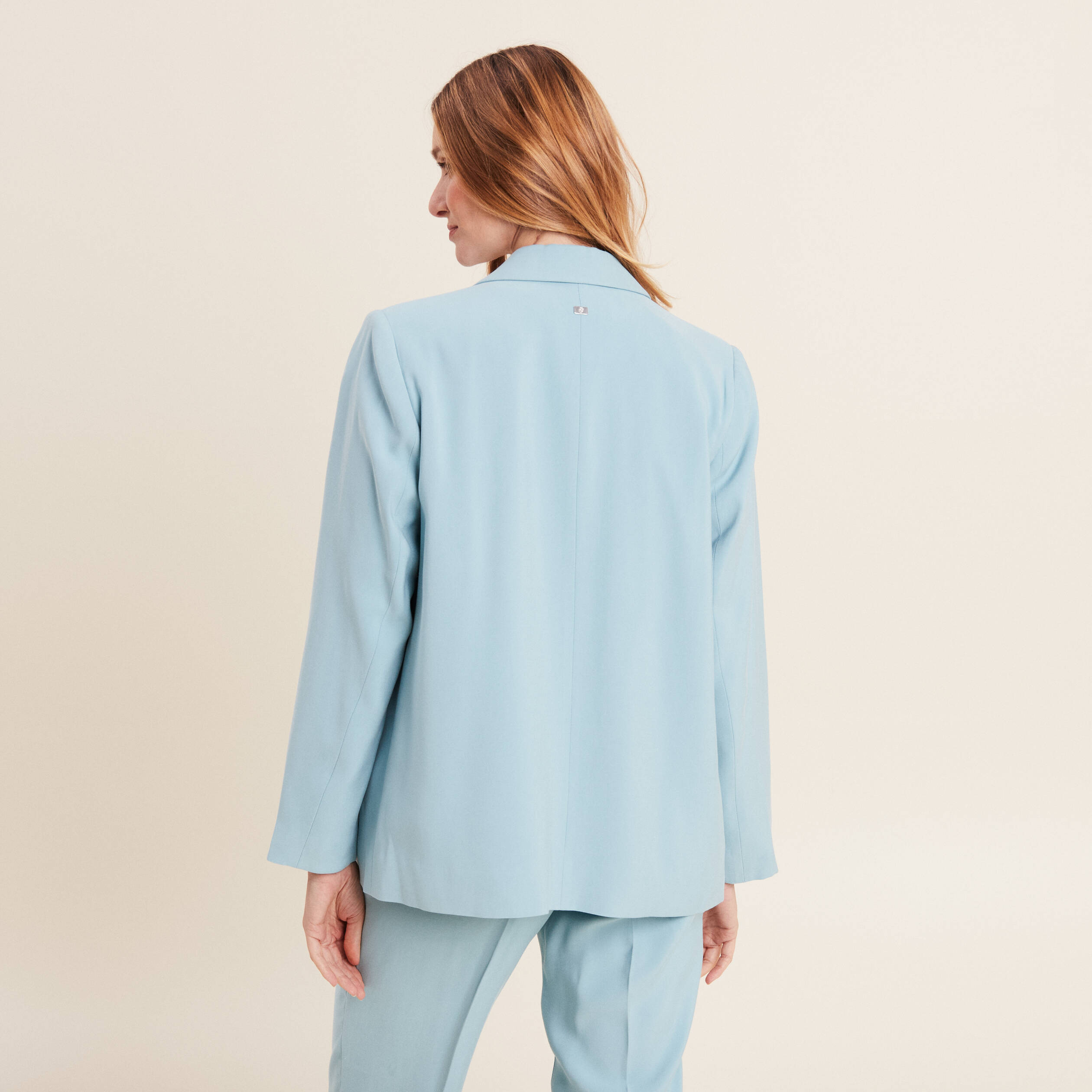 veste tailleur droite bleu gris femme Veste tailleur droite bleu gris femme