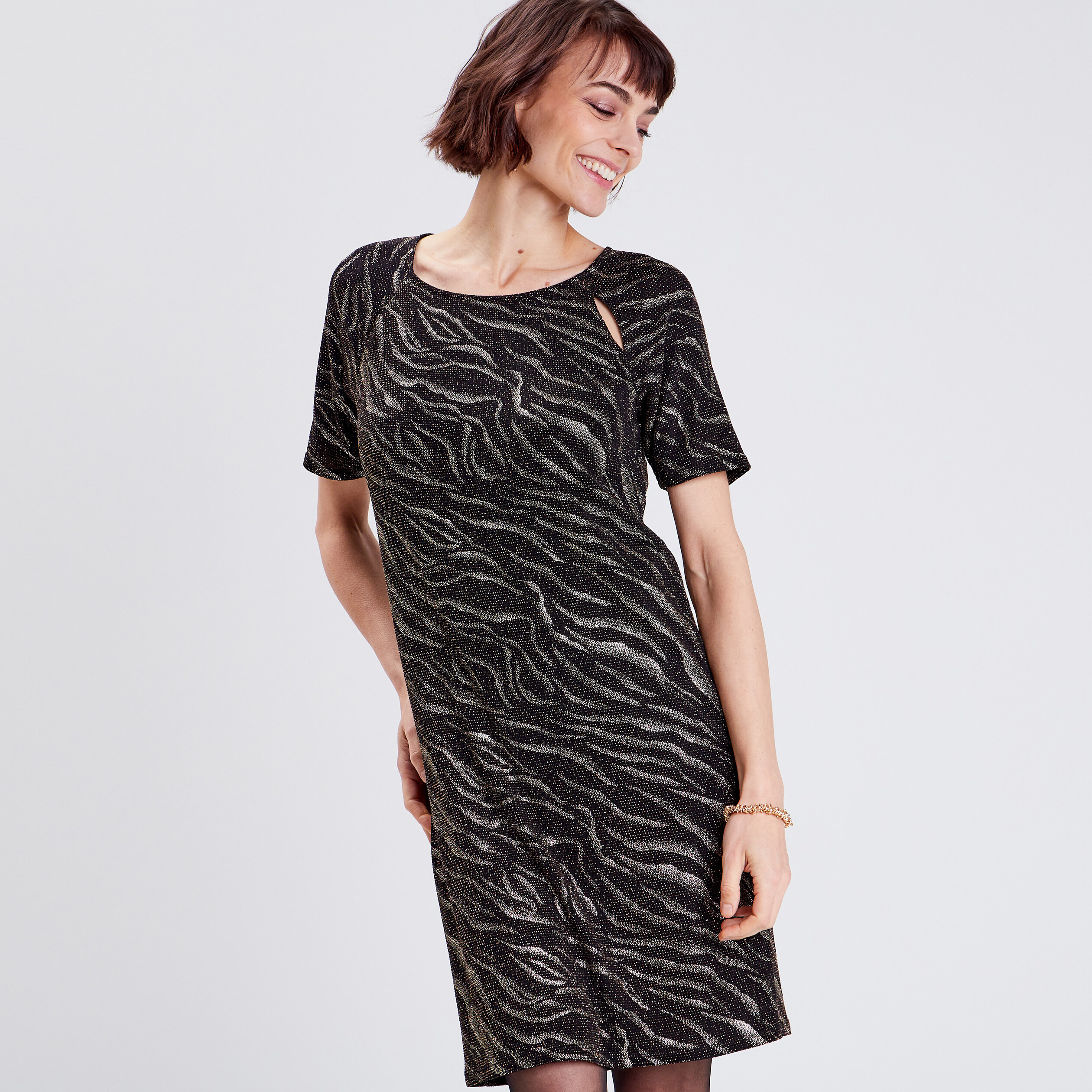 robe droite manches courtes noir femme Robe droite manches courtes noir femme