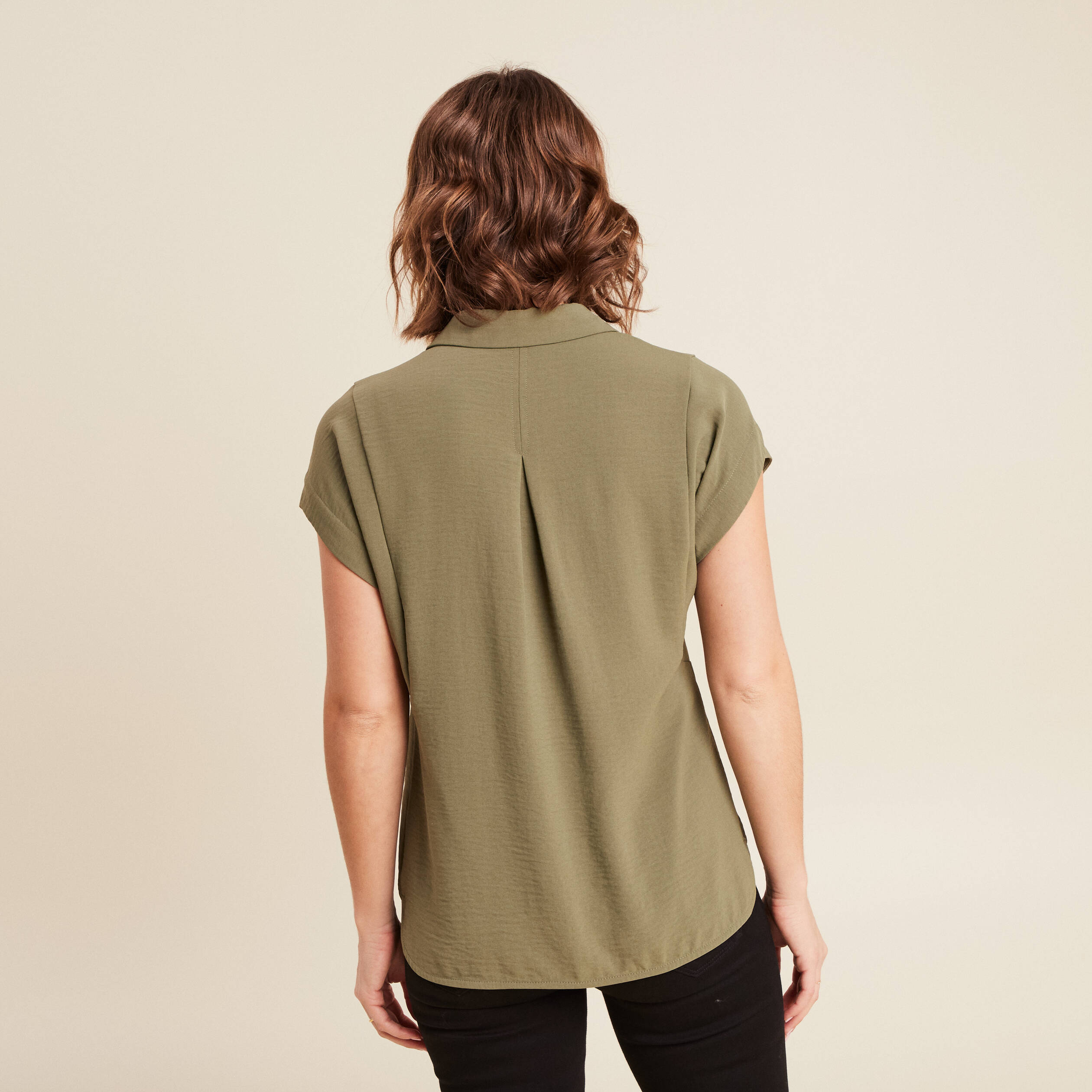 blouse manches courtes vert kaki femme Blouse manches courtes vert kaki femme