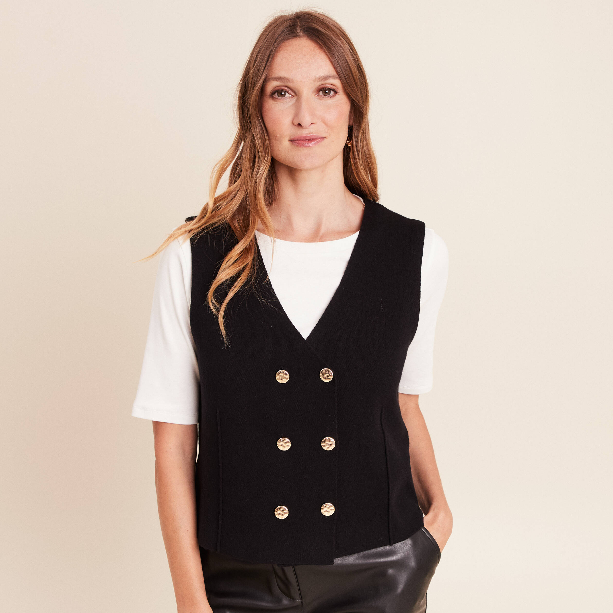 Gilet Tailleur Sans Manches Femme Jolie - Gris - Taille M (FR38 / US6 / UK10)
