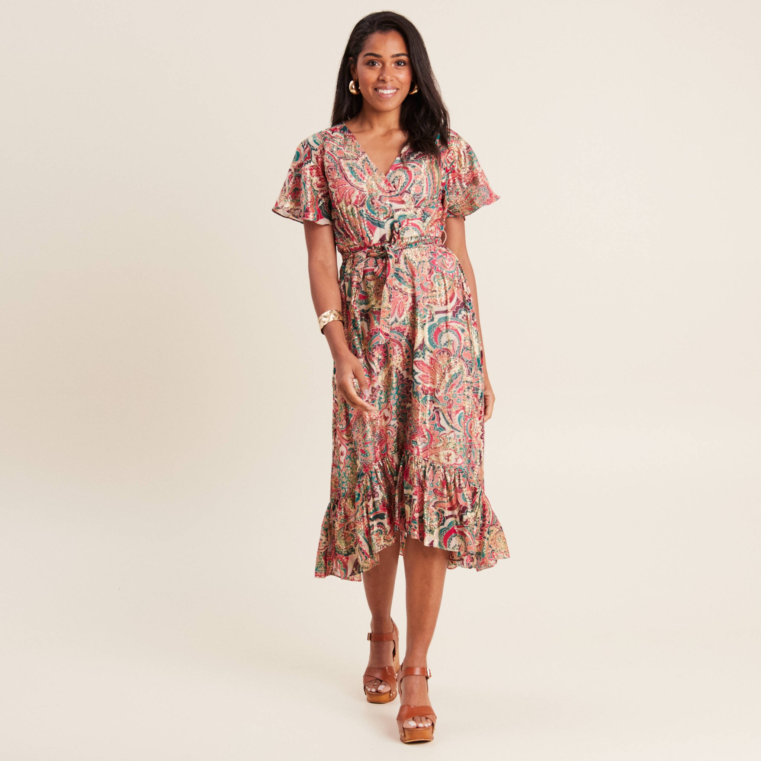 robe longue evasee fluide rose femme Robe longue évasée fluide rose femme