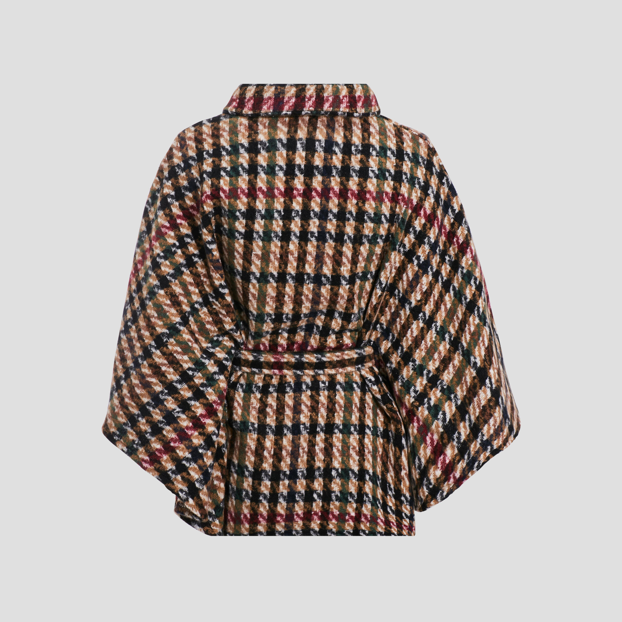 Poncho boutonné ceinturé ecru femme