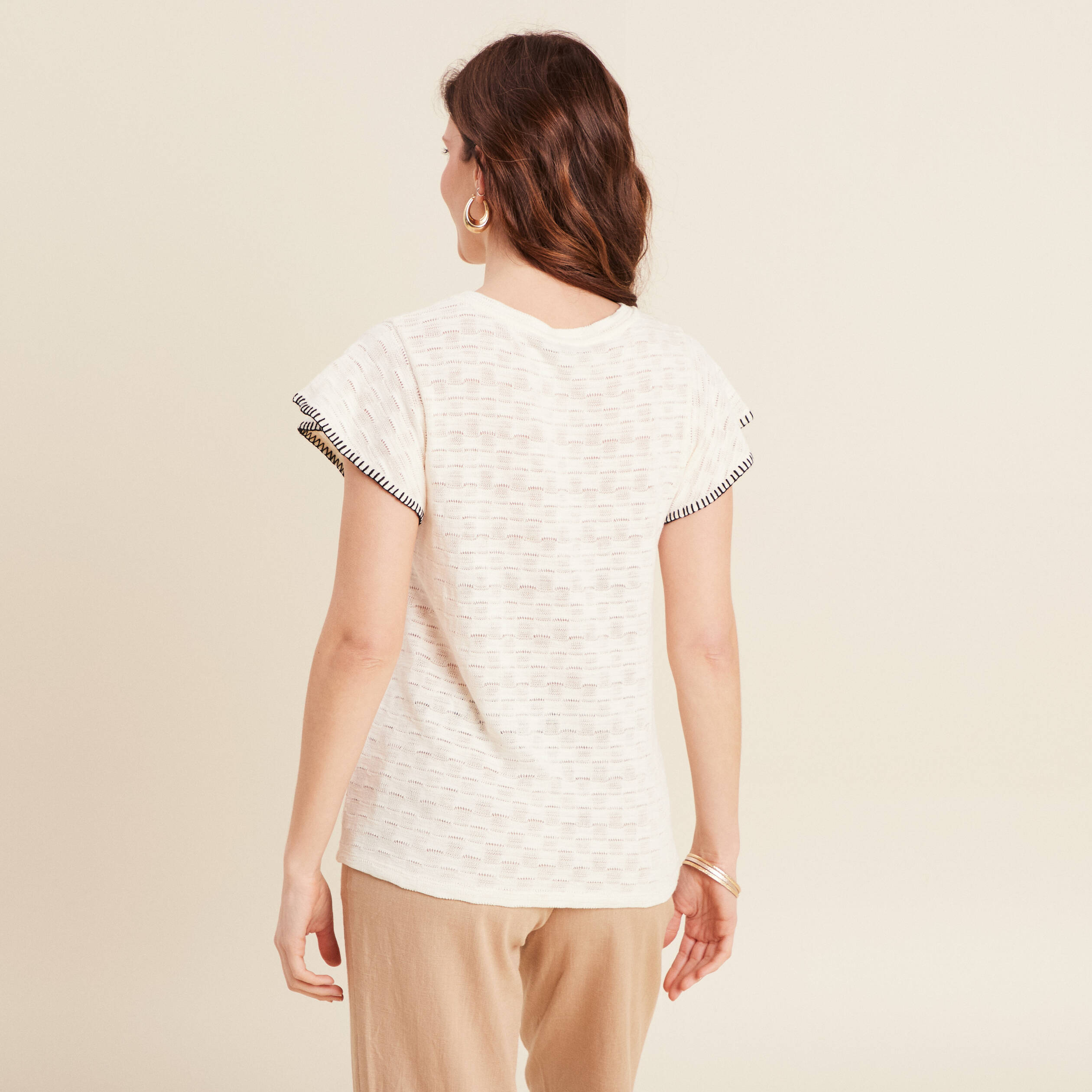 t shirt manches courtes ecru femme T-shirt manches courtes ecru femme