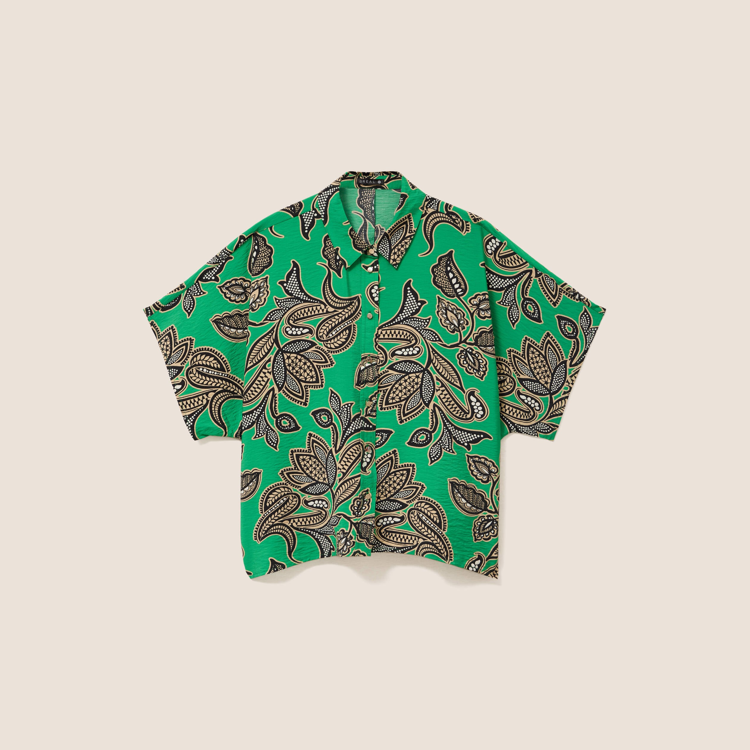 Chemise ample manches courtes fluide vert femme