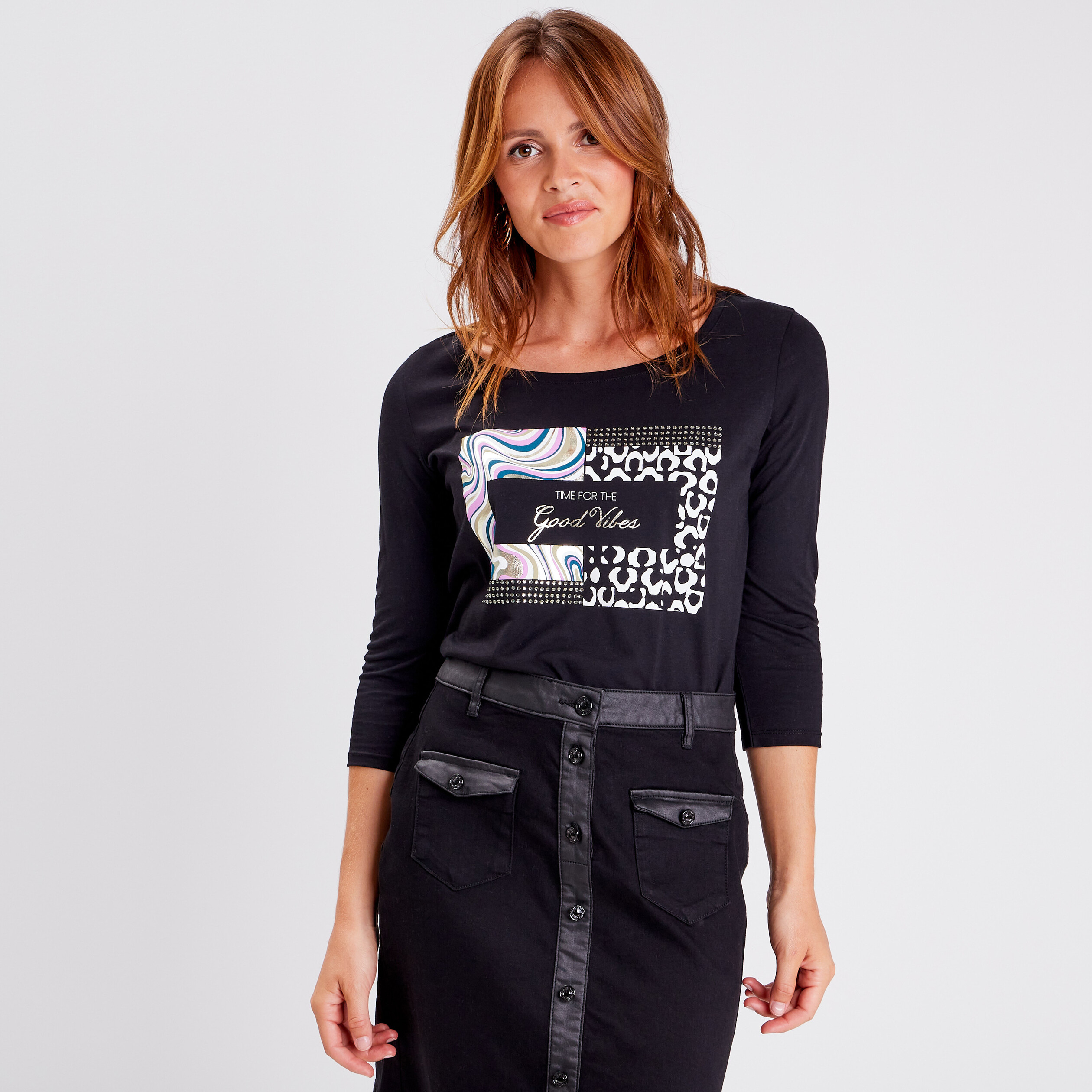 tee shirt manche 3 4 femme