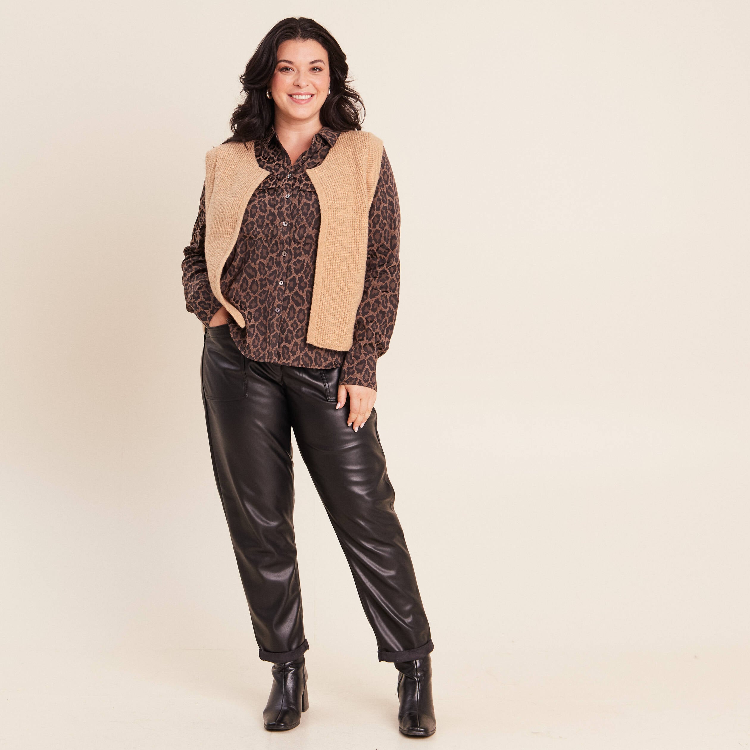 Gilet sans manches marron femme