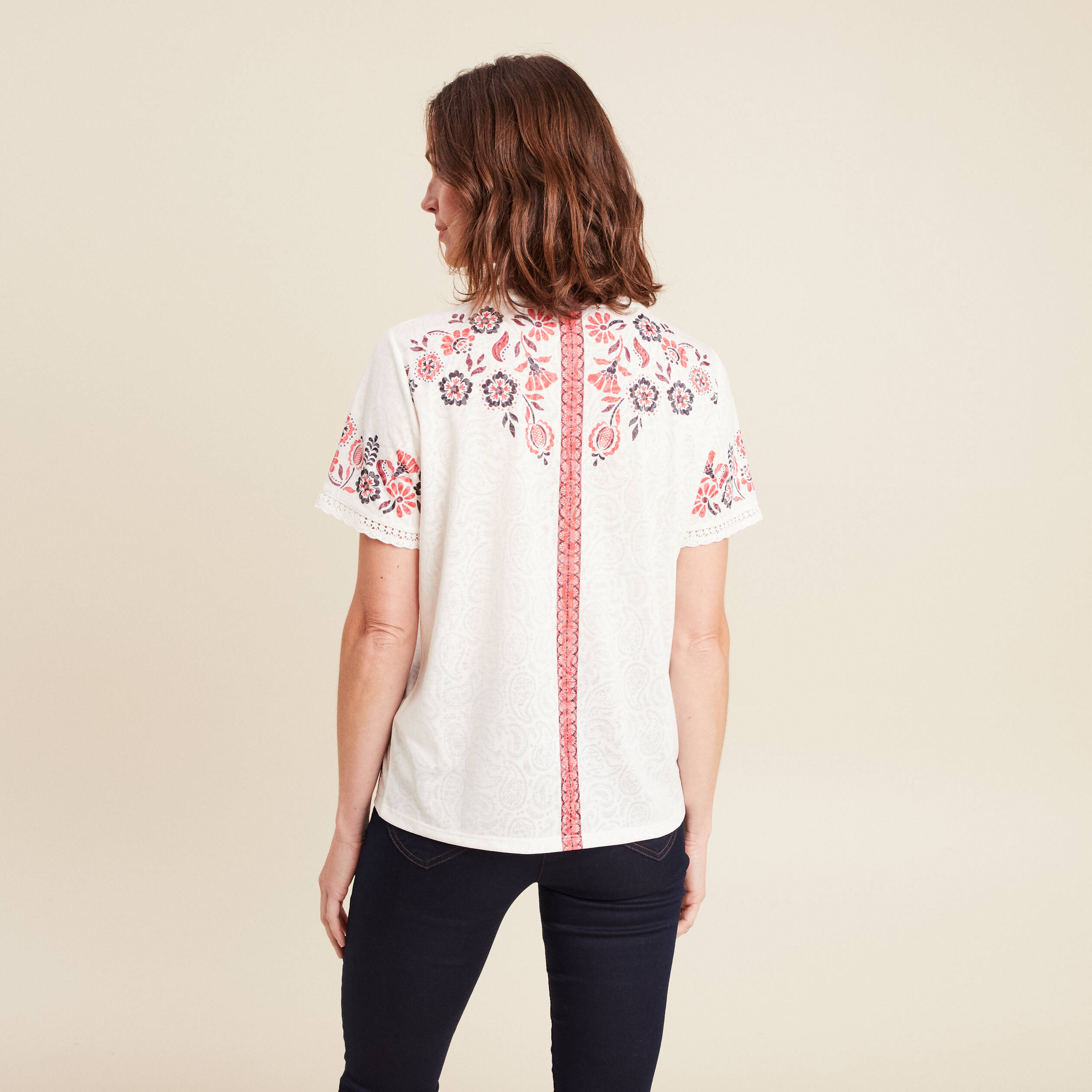 t shirt droit court manches courtes ecru femme t-shirt droit court manches courtes ecru femme