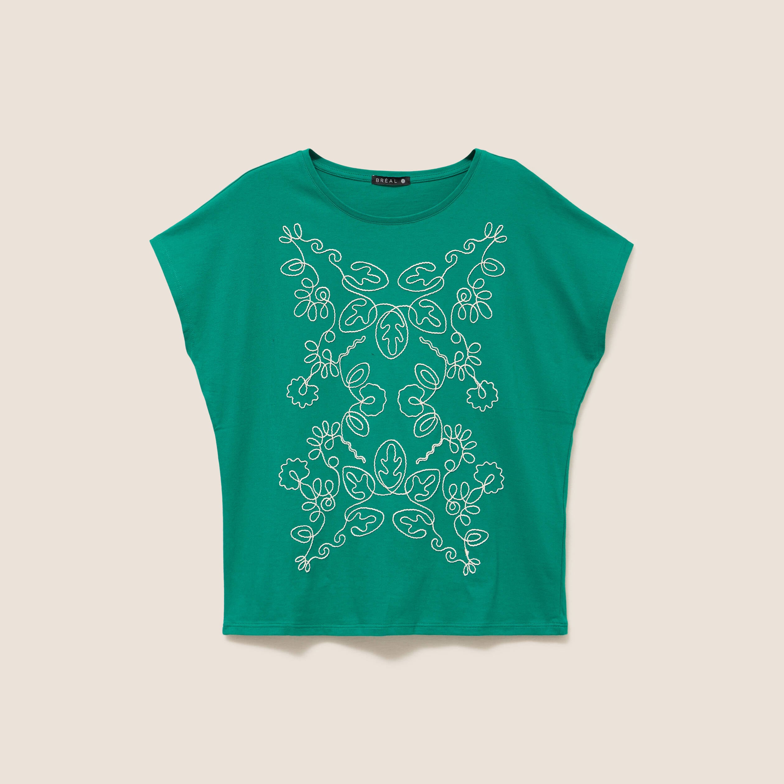 T-shirt col rond manches courtes vert menthe femme