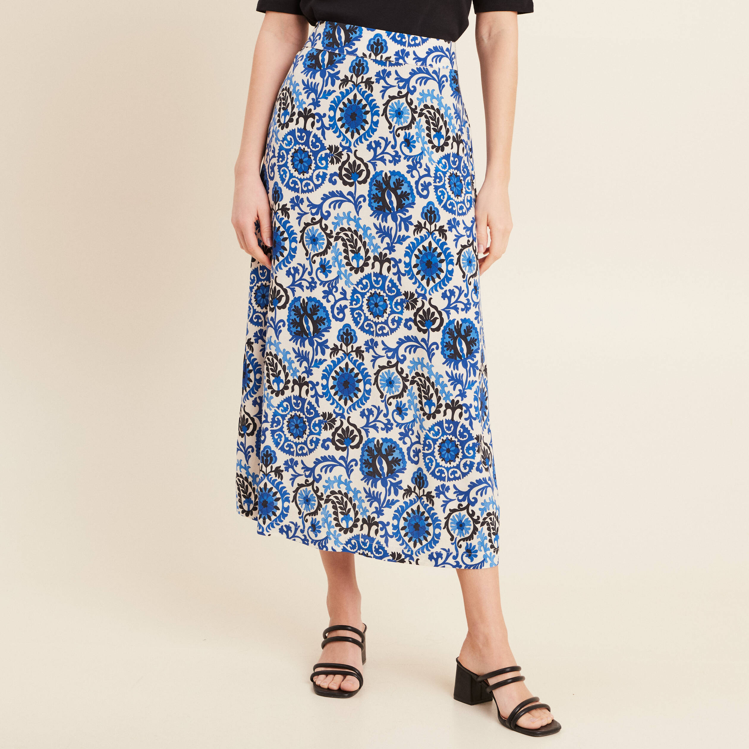 jupe fluide taille standard bleu femme Jupe fluide taille standard bleu femme