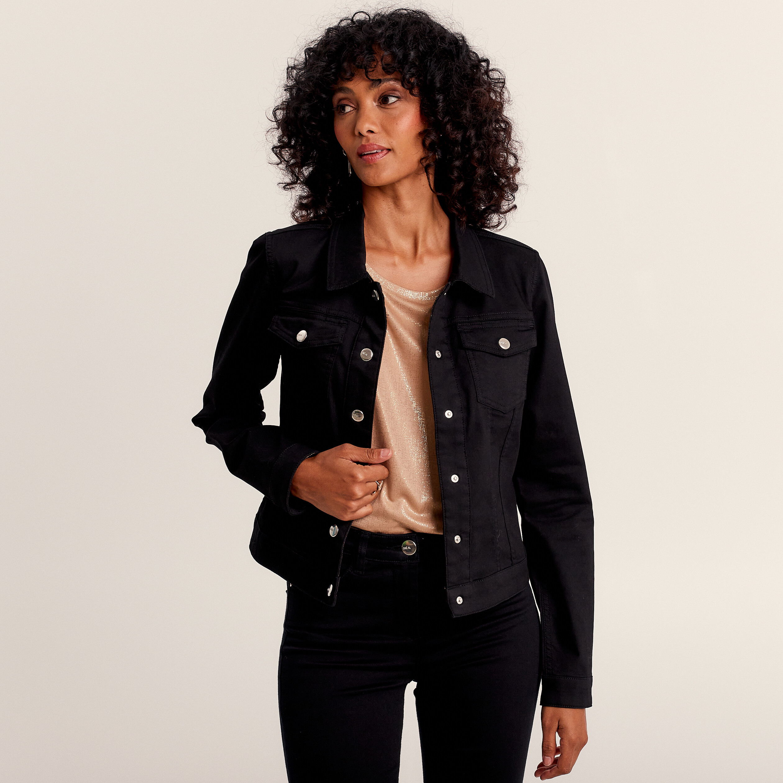 Veste droite réversible couleur bronze femme