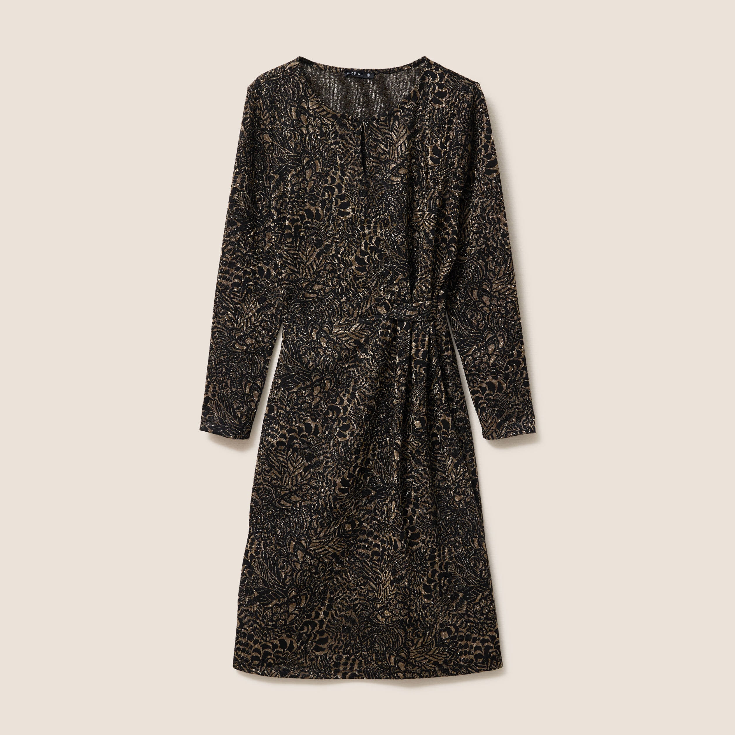 Robe ajust&eacute;e courte en maille col rond vert kaki femme