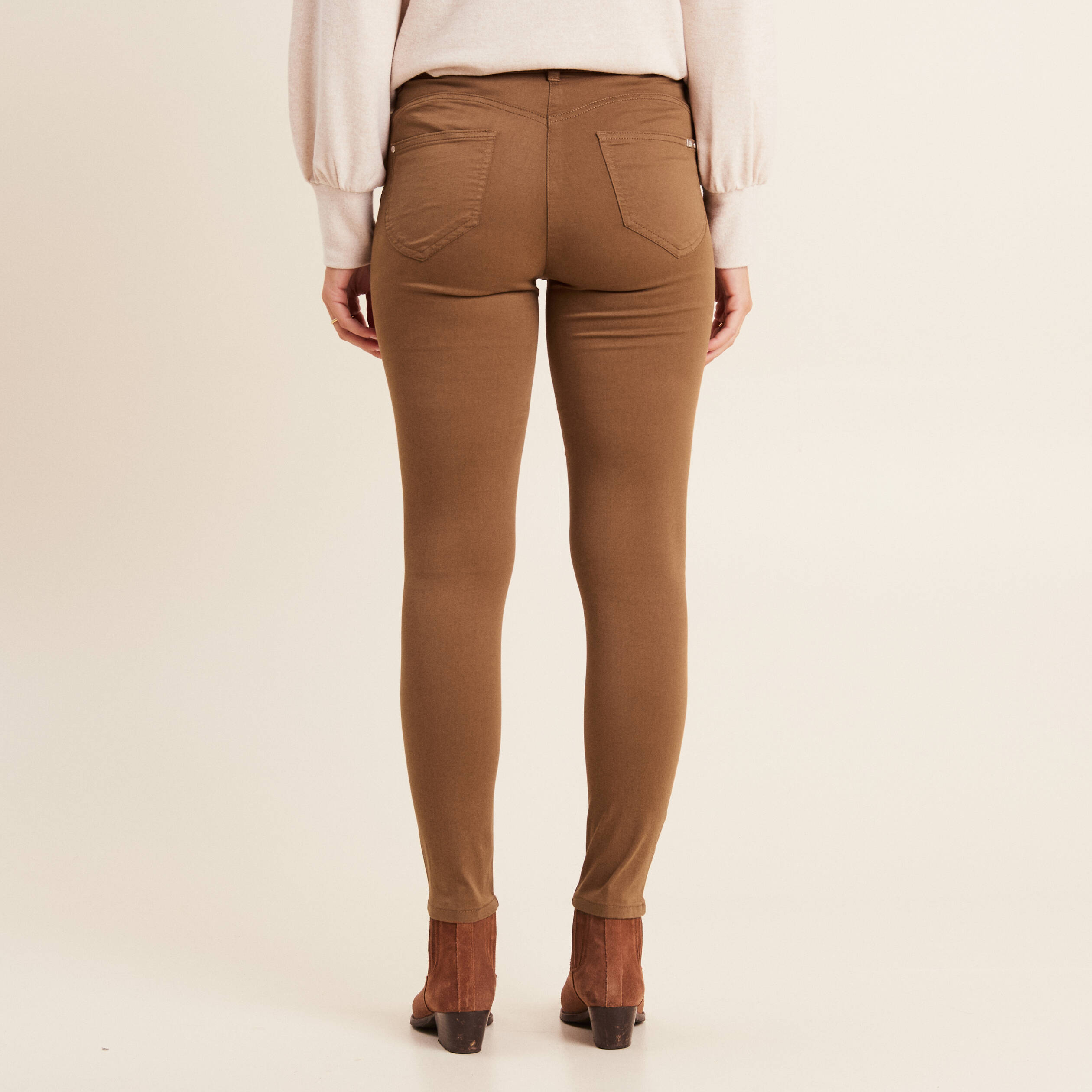pantalon leger taille standard 78eme taupe femme Pantalon léger taille standard 7/8ème taupe femme