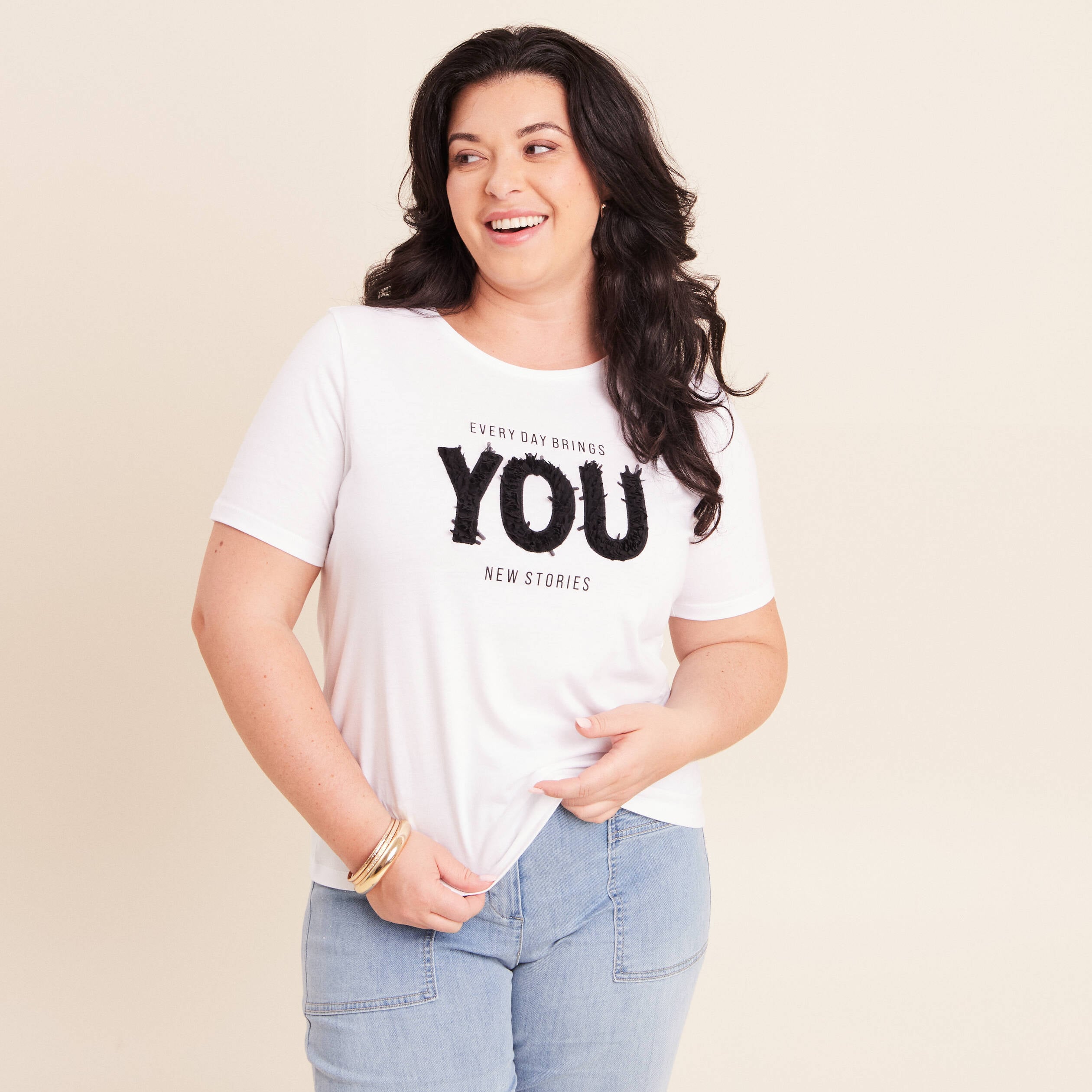 T-shirt col rond blanc femme