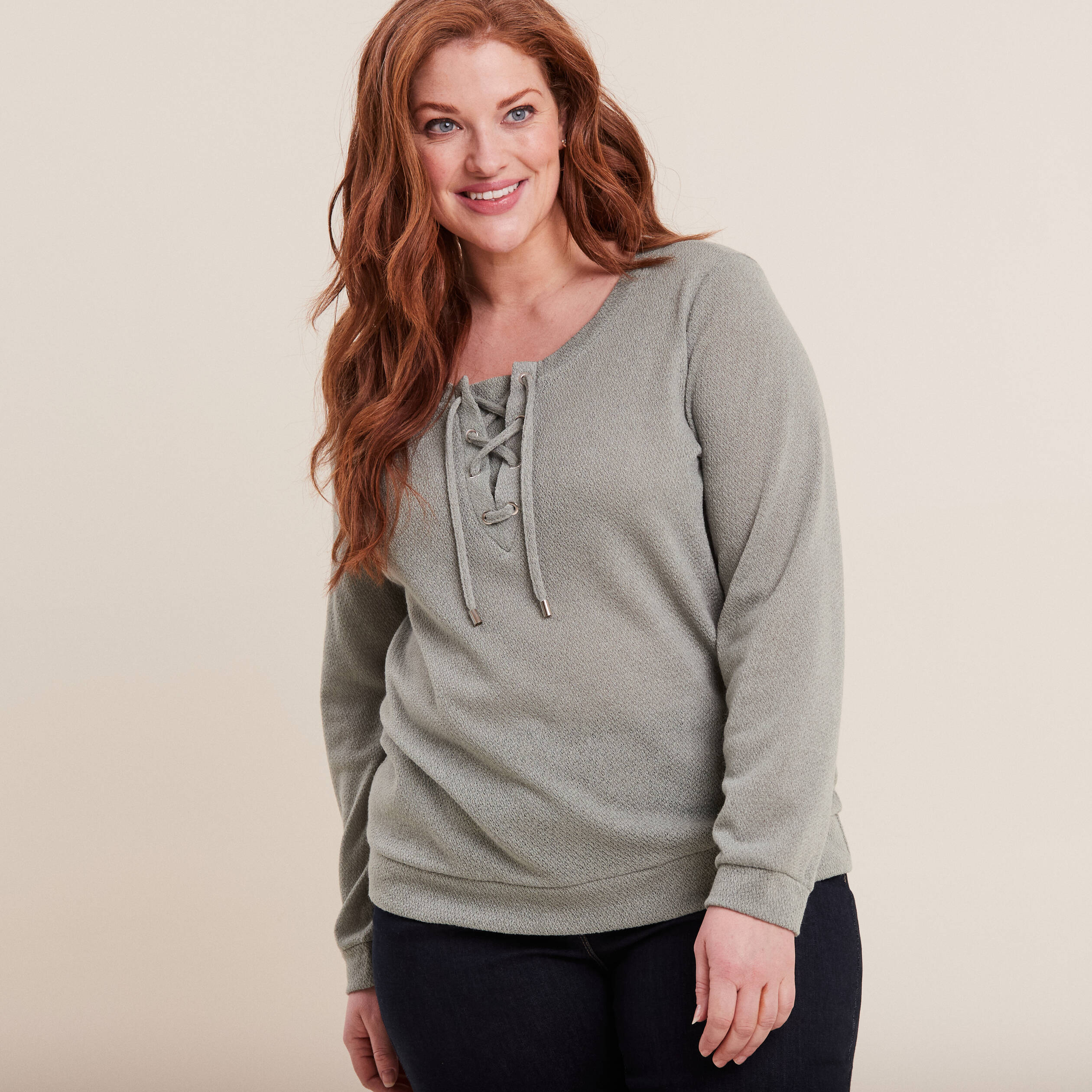 T-shirt Femme Life Is Good – Vert Manches Longues, Imprimé – Taille M – Occasion